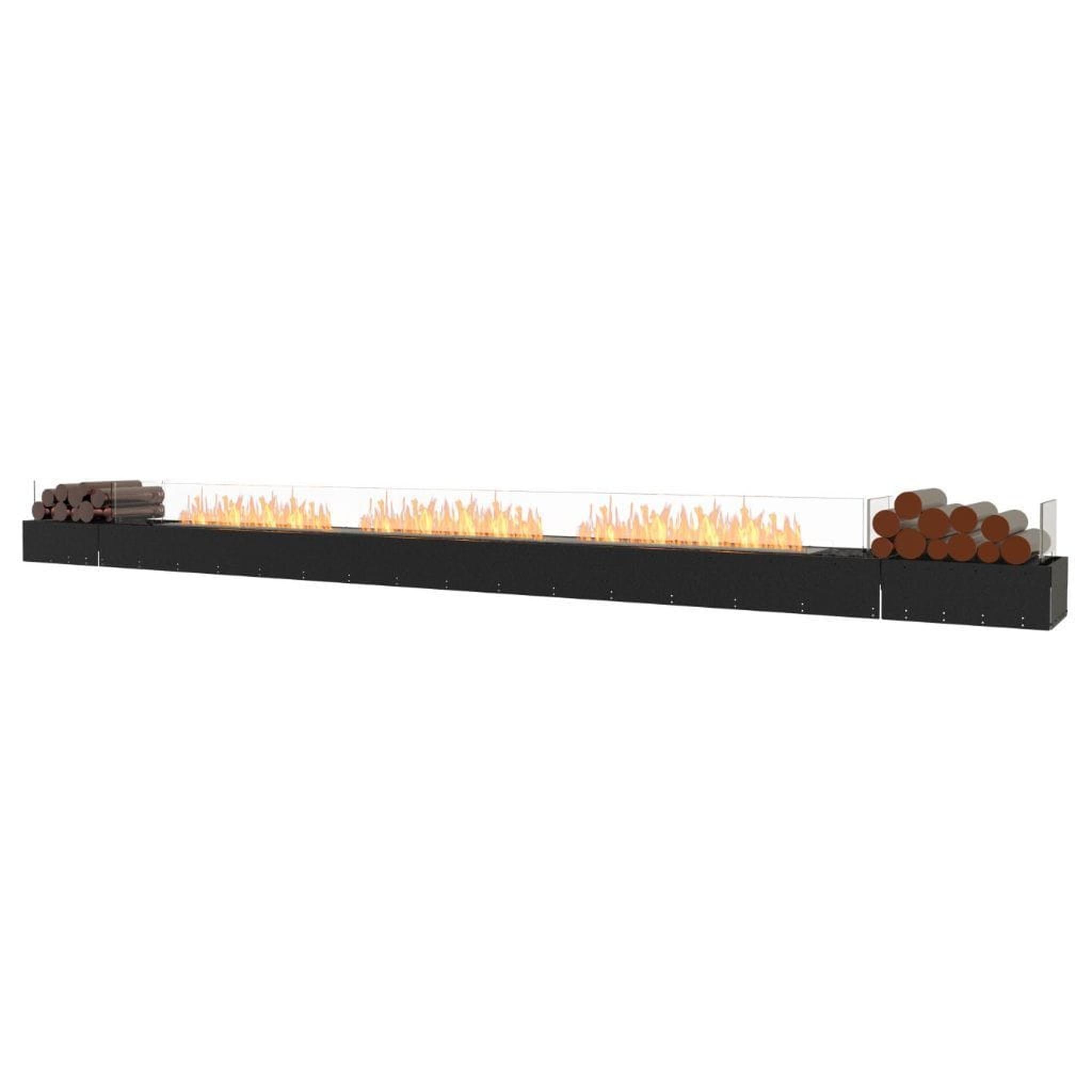 EcoSmart Fire 161" Flex 158BN Bench Ethanol Fireplace Insert with Decorative Box and Glass Windscreen by Mad Design Group