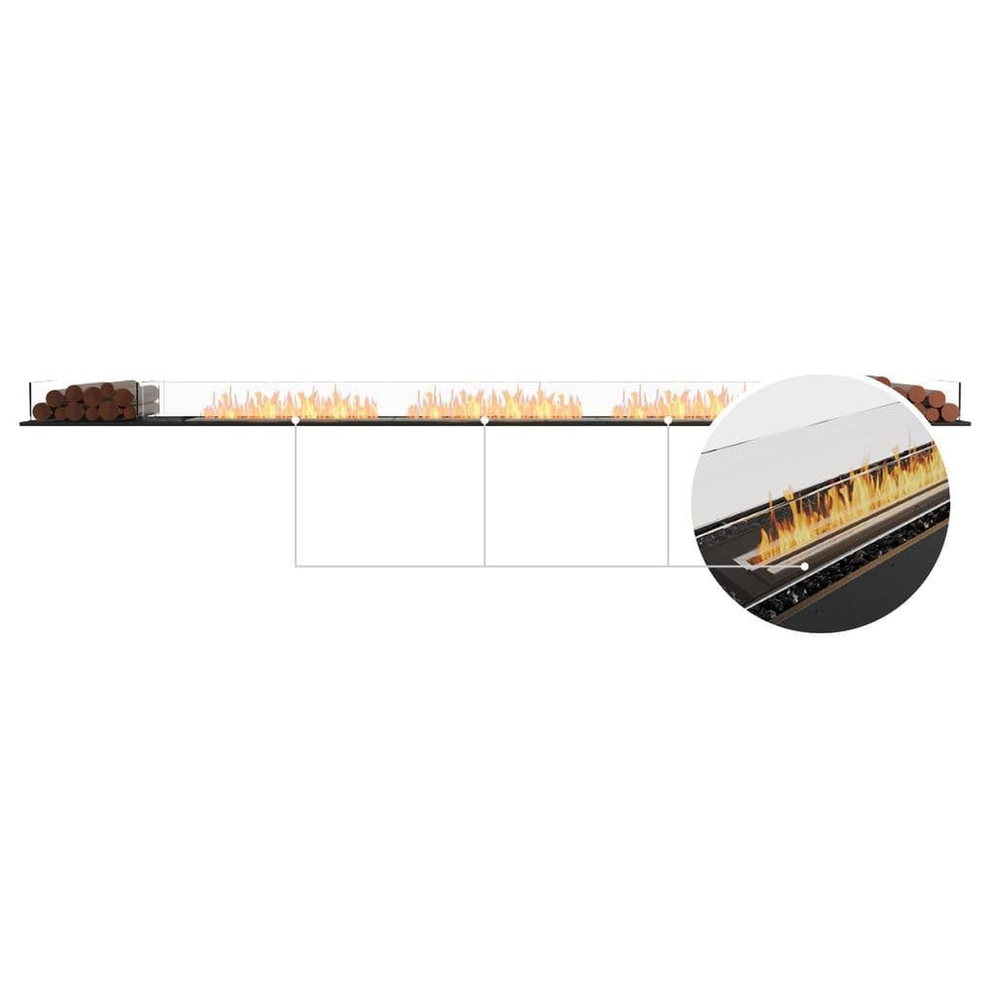 EcoSmart Fire 161" Flex 158BN Bench Ethanol Fireplace Insert with Decorative Box and Glass Windscreen by Mad Design Group