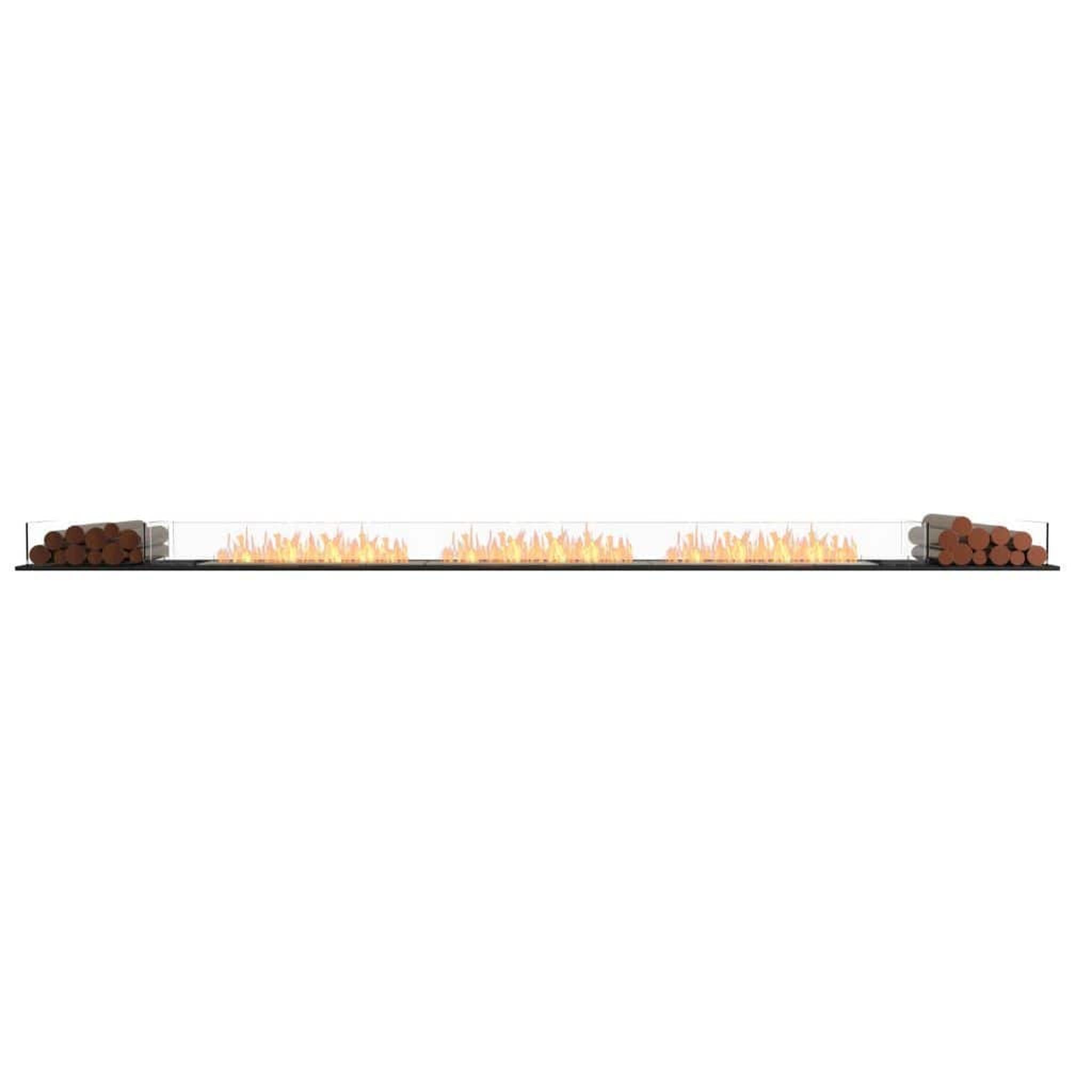 EcoSmart Fire 161" Flex 158BN Bench Ethanol Fireplace Insert with Decorative Box and Glass Windscreen by Mad Design Group