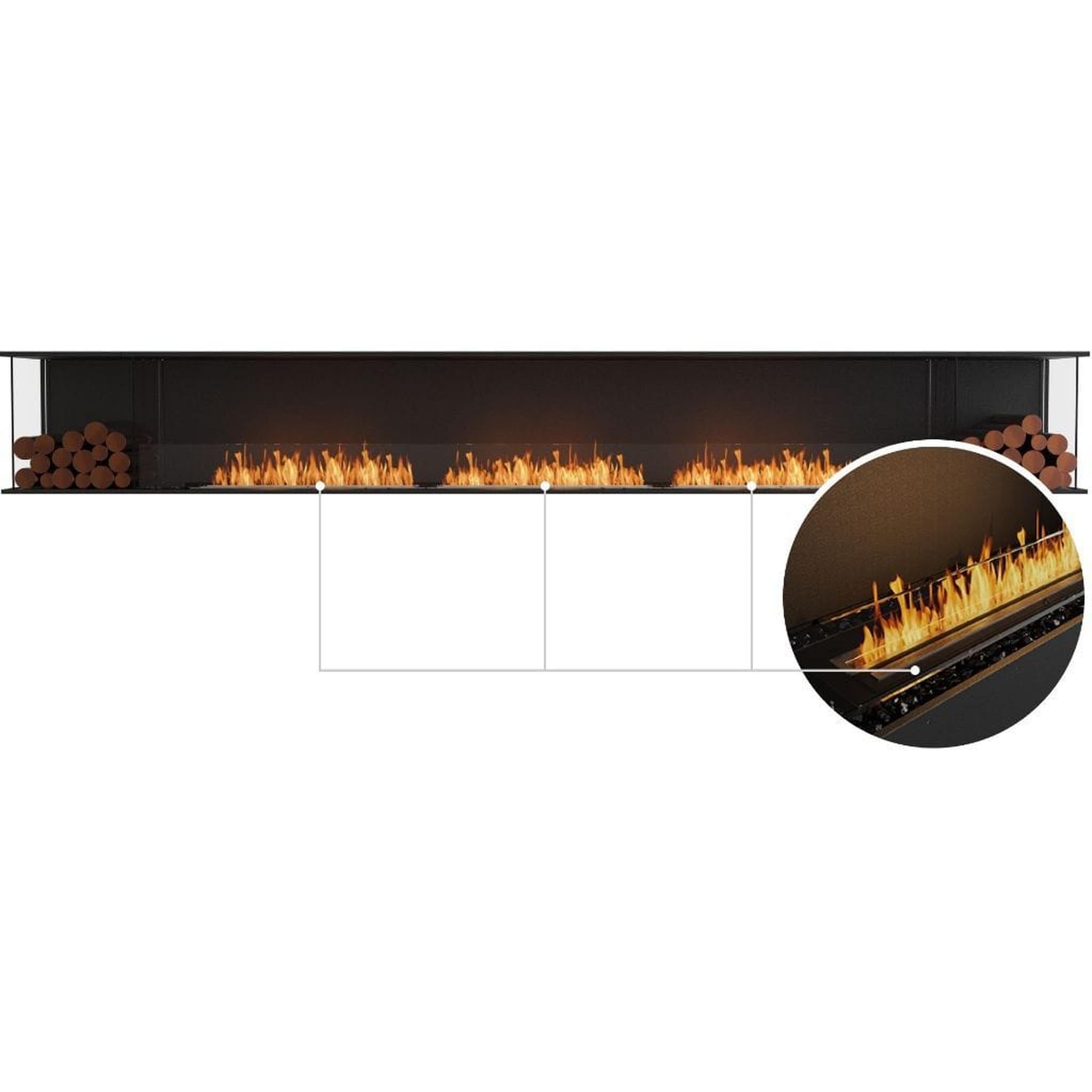 EcoSmart Fire 162" Flex 158BY Bay Ethanol Fireplace Insert with Dual Decorative Boxes by Mad Design Group