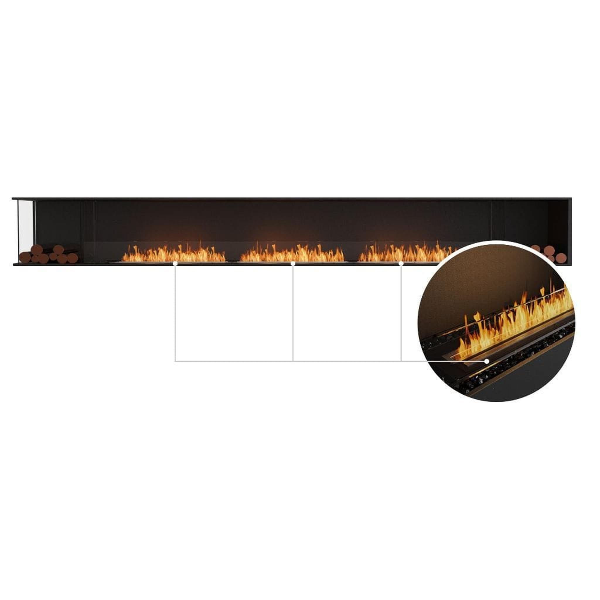 EcoSmart Fire Flex 158LC/158RC 164" Ethanol Fireplace Insert with Decorative Box and Adjustable Flame by Mad Design Group