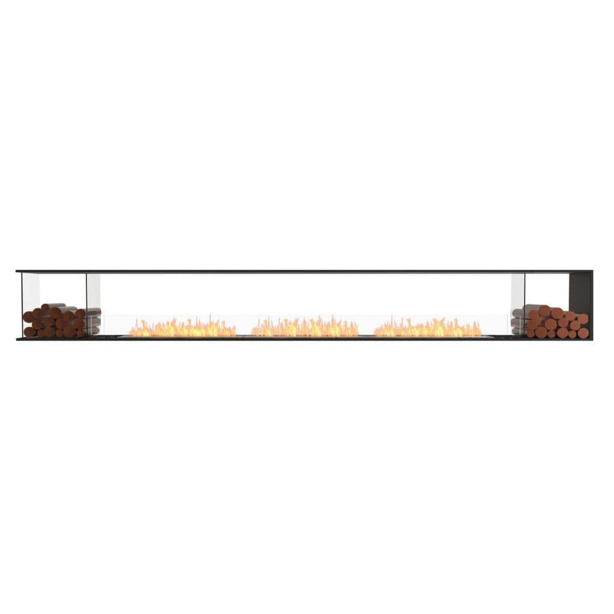 EcoSmart Fire 164" Flex 158PN Peninsula Ethanol Fireplace Insert with Dual Decorative Boxes by Mad Design Group