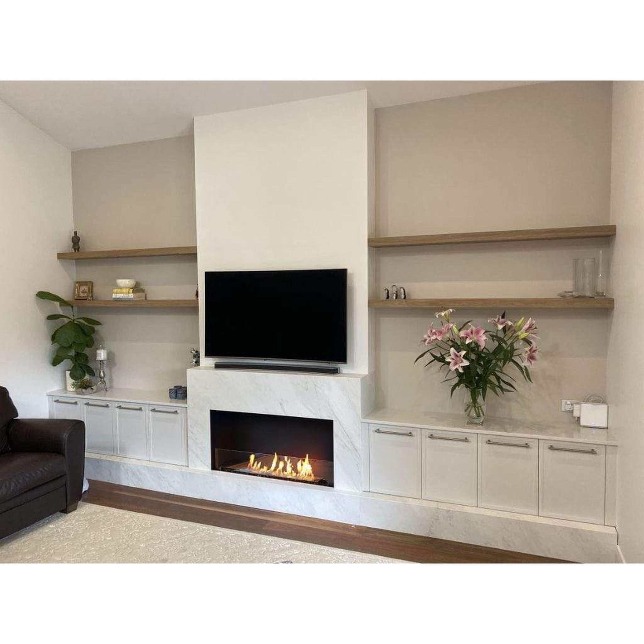 EcoSmart Fire Flex 158SS 167" Single Sided Ethanol Fireplace Insert with Adjustable Flame and Zero Clearance Design by Mad Design Group