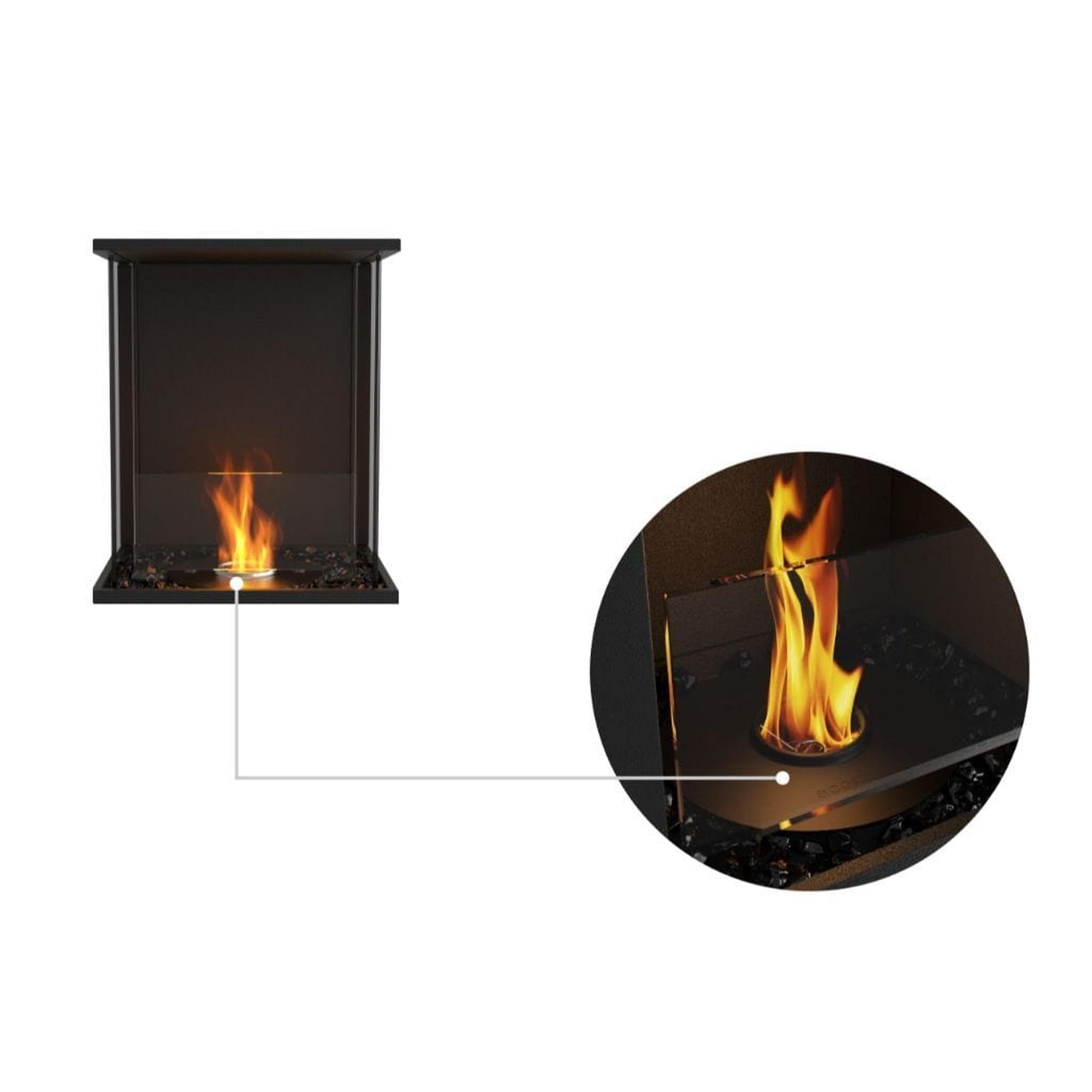 EcoSmart Fire 18" Flex 18BY Bay Ethanol Fireplace Insert with Glass Windscreen by Mad Design Group