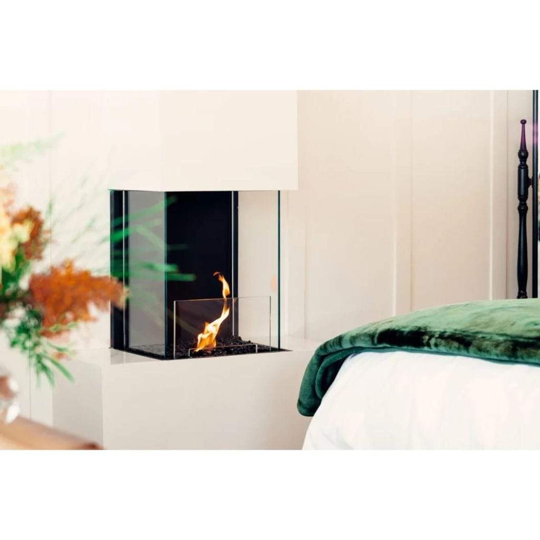 EcoSmart Fire 18" Flex 18BY Bay Ethanol Fireplace Insert with Glass Windscreen by Mad Design Group
