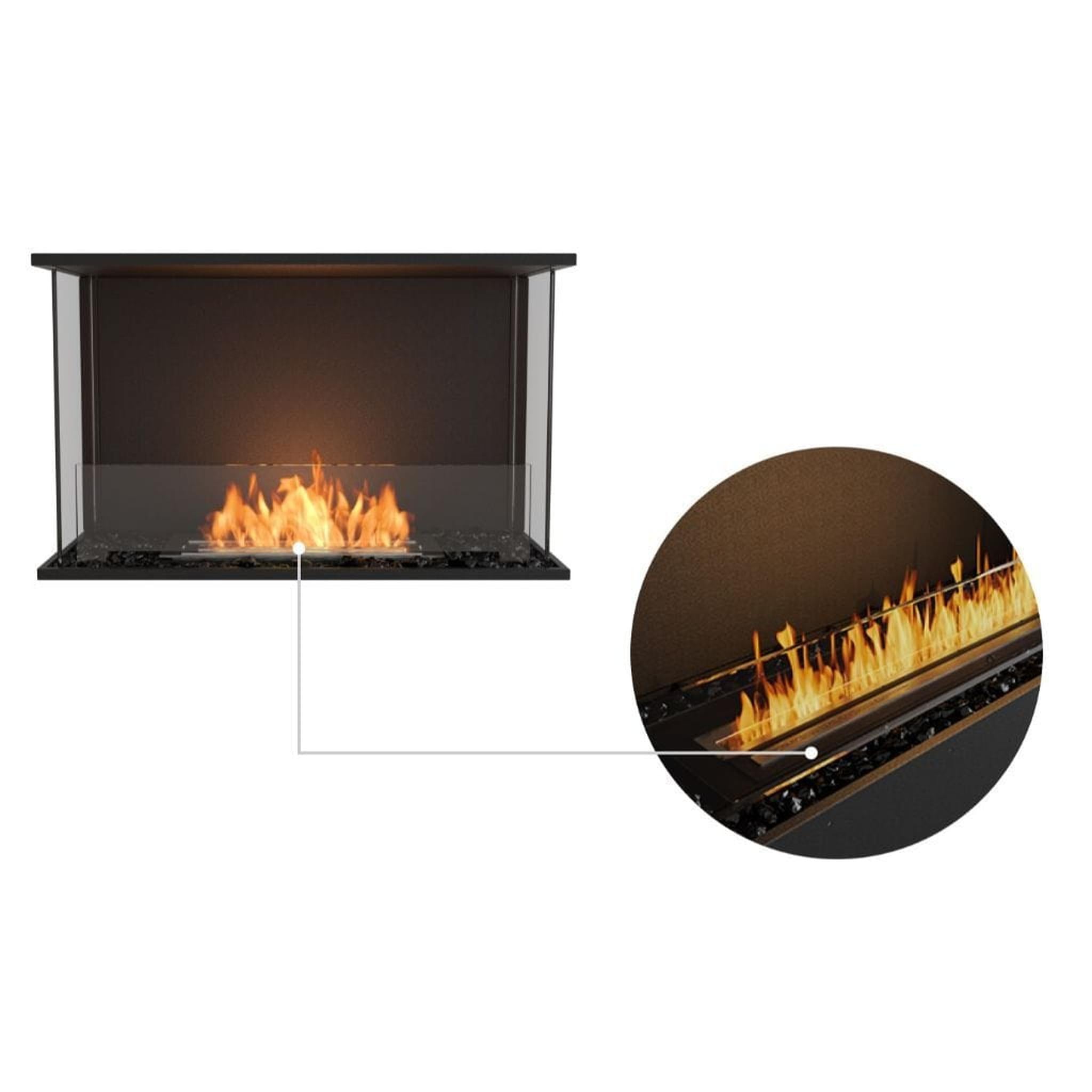 EcoSmart Fire 35" Flex 32BY Bay Ethanol Fireplace Insert with Glass Windscreen by Mad Design Group