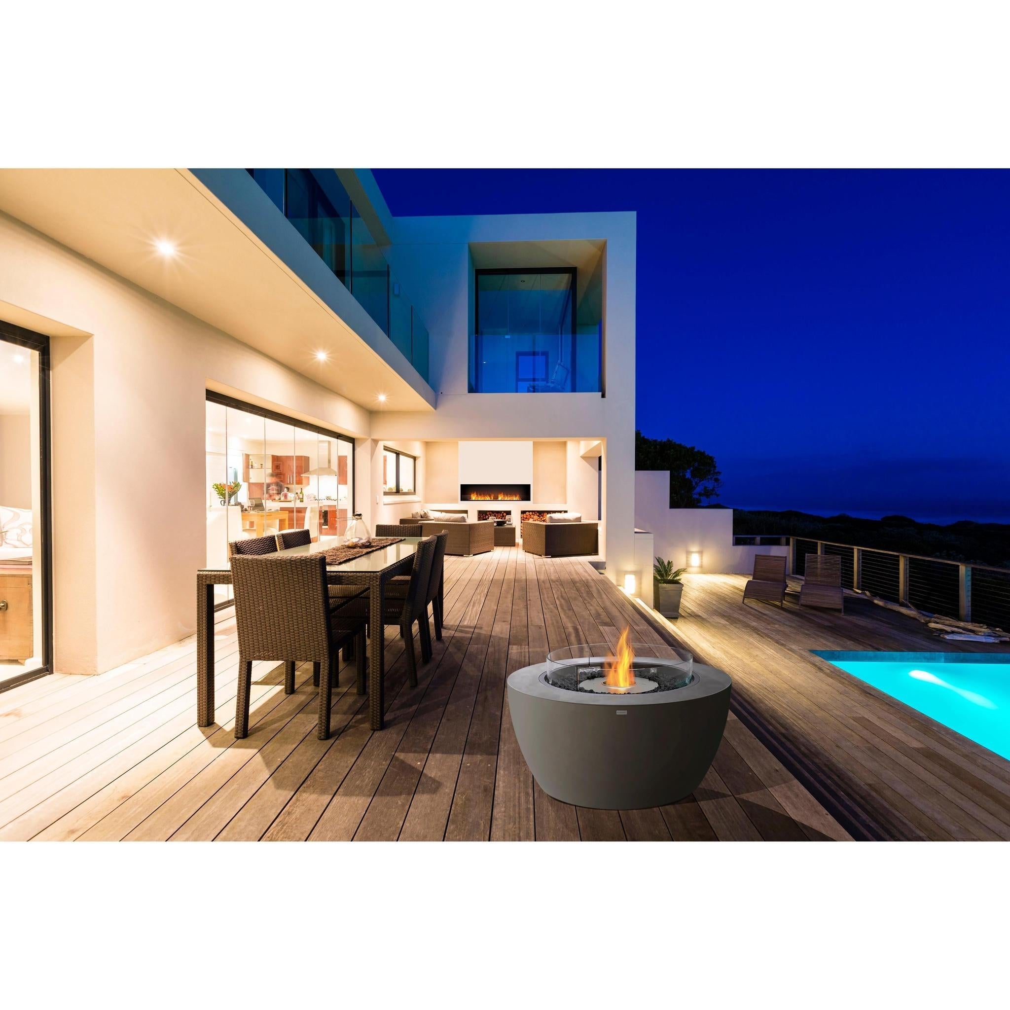 EcoSmart Fire 39" POD Fire Pit Bowl with Ethanol Burner – Concrete Fire Bowl with Adjustable Feet by Mad Design Group