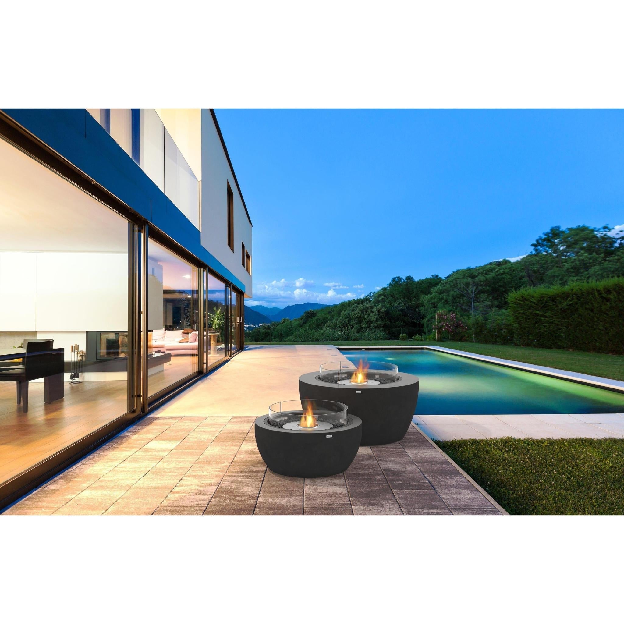 EcoSmart Fire 39" POD Fire Pit Bowl with Ethanol Burner – Concrete Fire Bowl with Adjustable Feet by Mad Design Group