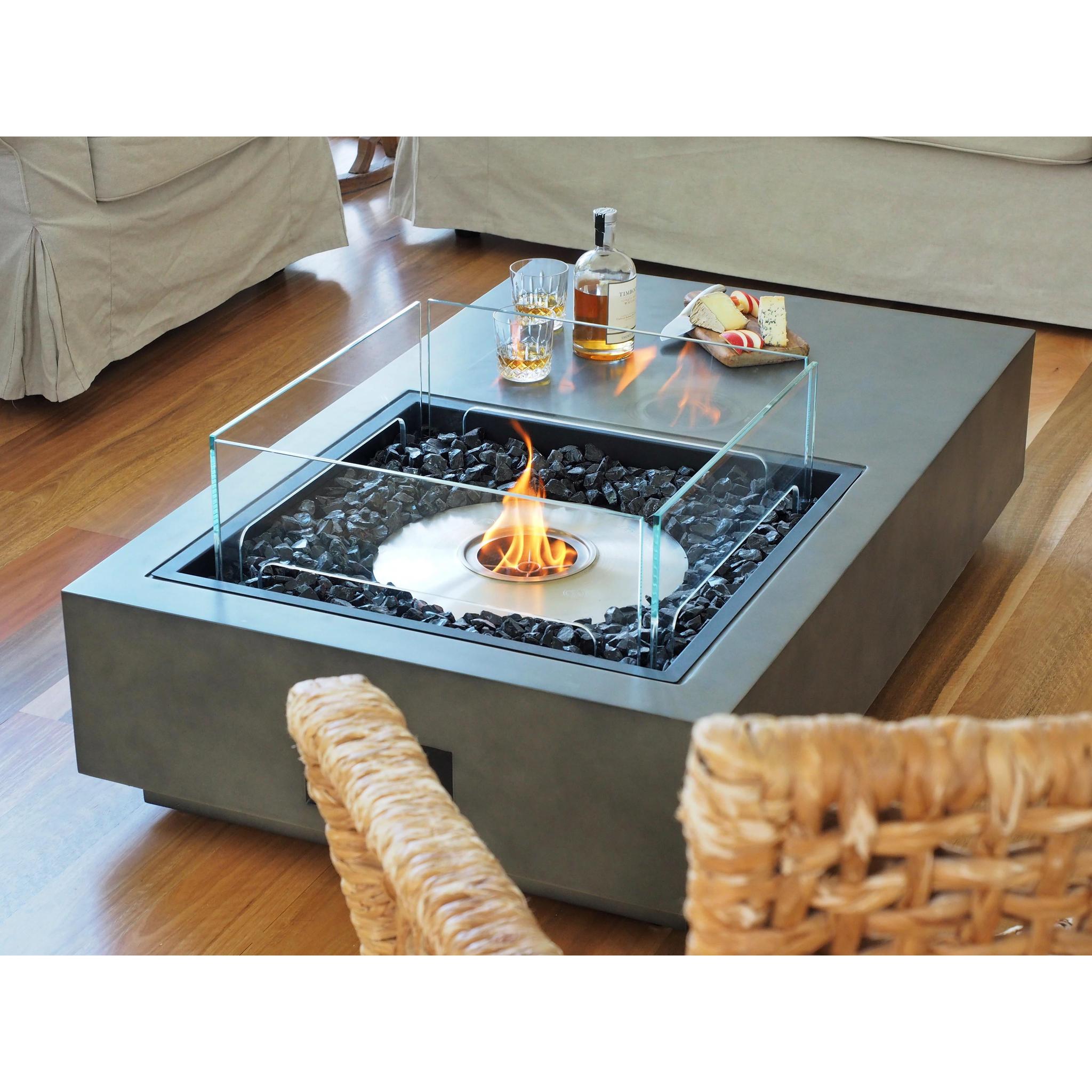 EcoSmart Fire 50" Manhattan 50 Fire Pit Table with Gas LP/NG Burner – Outdoor Concrete Design by Mad Design Group
