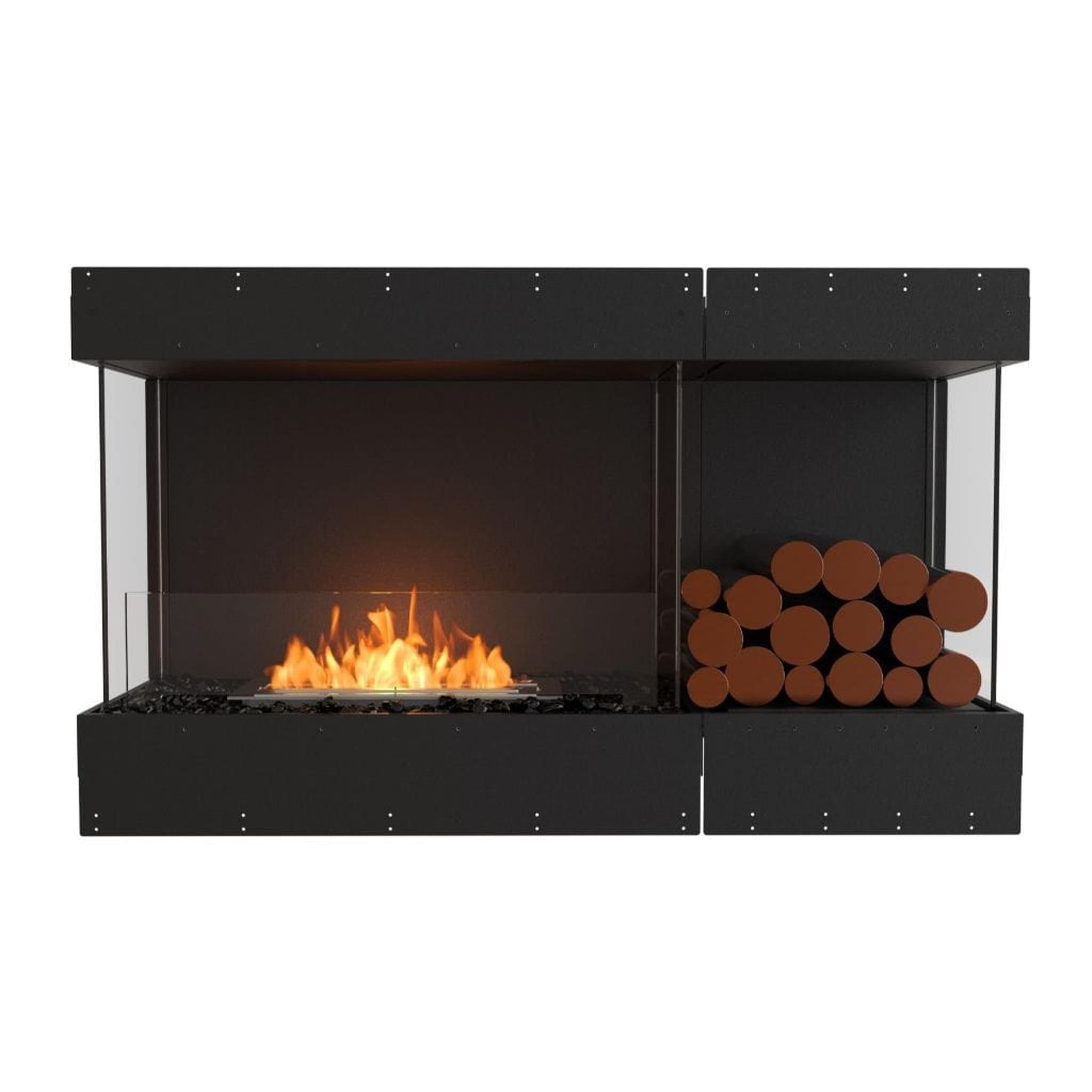 EcoSmart Fire 53" Flex 50BY Bay Ethanol Fireplace Insert with Decorative Box and Glass Windscreen by Mad Design Group