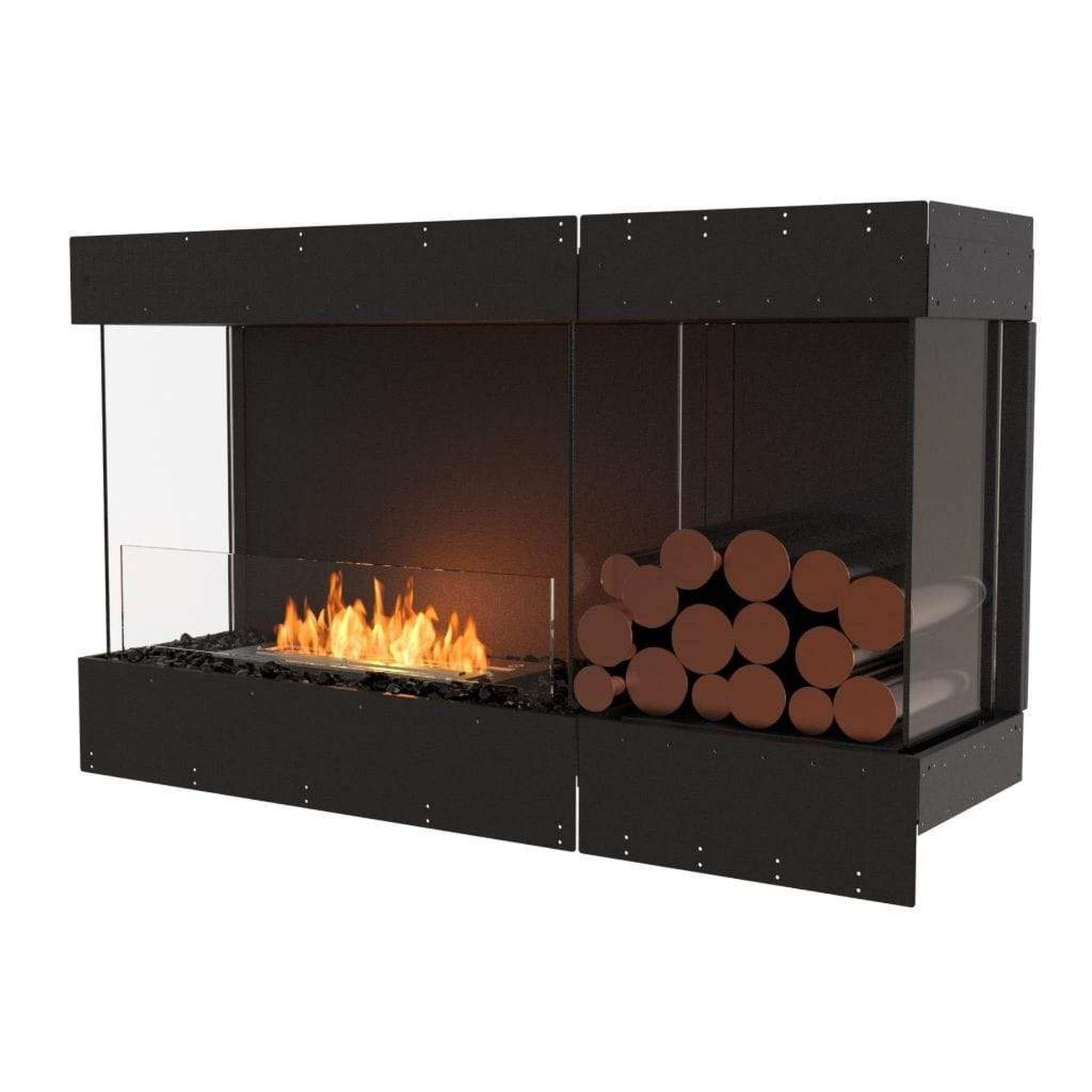 EcoSmart Fire 53" Flex 50BY Bay Ethanol Fireplace Insert with Decorative Box and Glass Windscreen by Mad Design Group