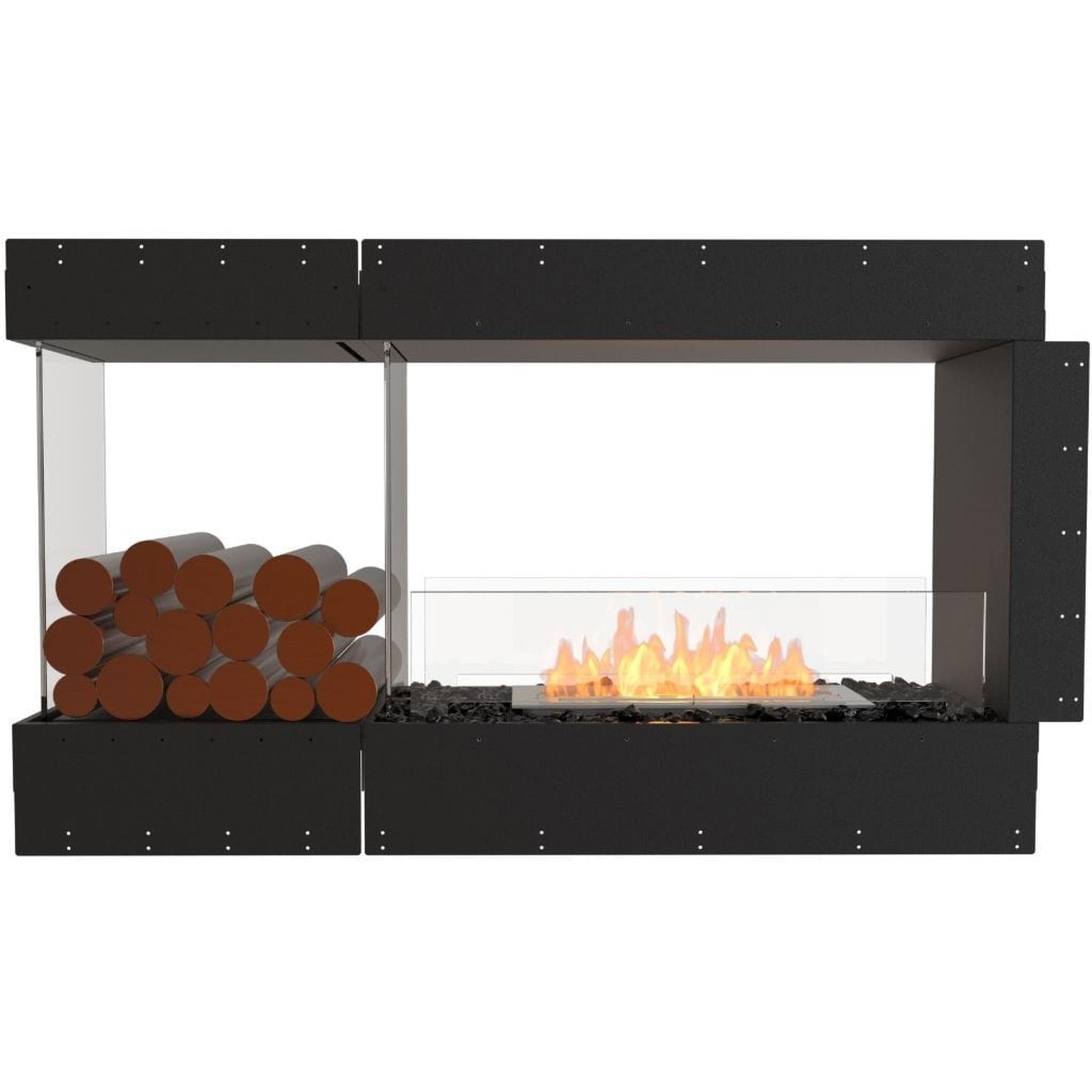 EcoSmart Fire 55" Flex 50PN Peninsula Ethanol Fireplace Insert with Decorative Box and Dual Glass Windscreens by Mad Design Group