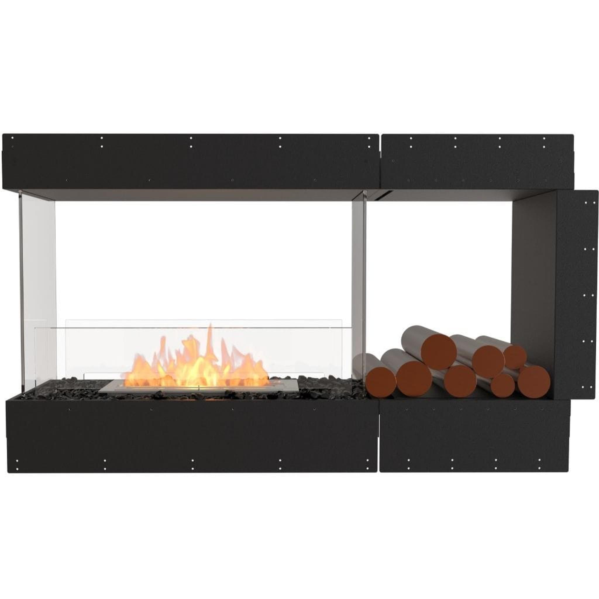 EcoSmart Fire 55" Flex 50PN Peninsula Ethanol Fireplace Insert with Decorative Box and Dual Glass Windscreens by Mad Design Group