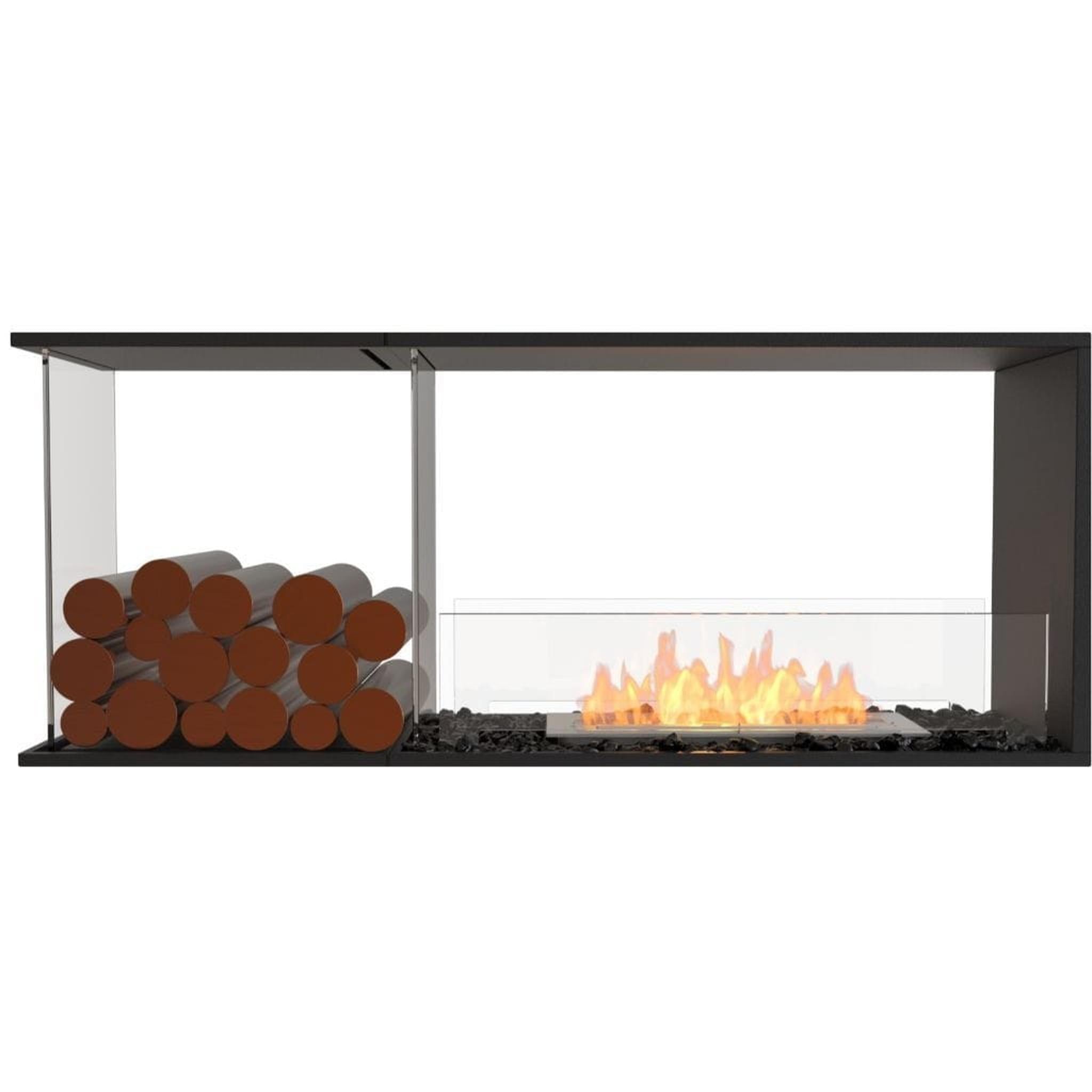 EcoSmart Fire 55" Flex 50PN Peninsula Ethanol Fireplace Insert with Decorative Box and Dual Glass Windscreens by Mad Design Group