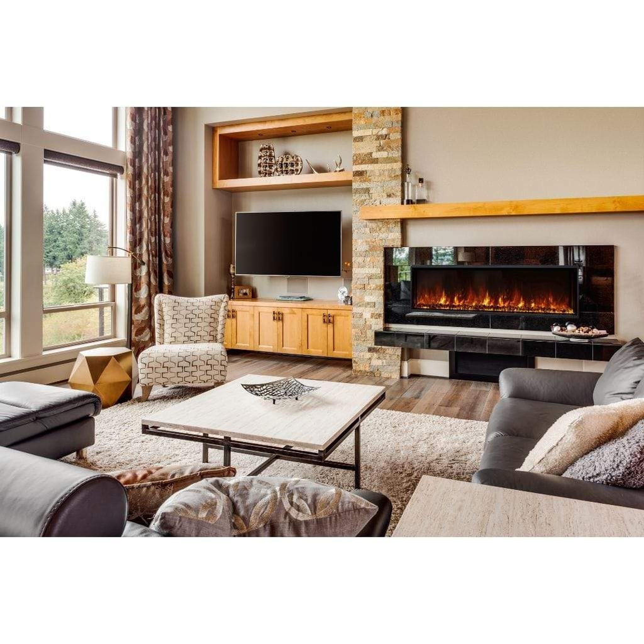 EcoSmart Fire 60" EL60 Electric Fireplace Insert with Adjustable Flame & LED Lighting by Mad Design Group