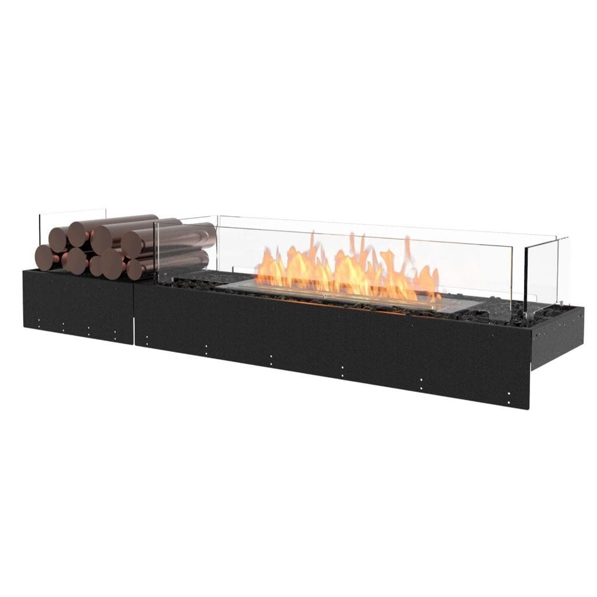 EcoSmart Fire 63" Flex 60BN Bench See-Through Ethanol Fireplace Insert with Decorative Box by Mad Design Group