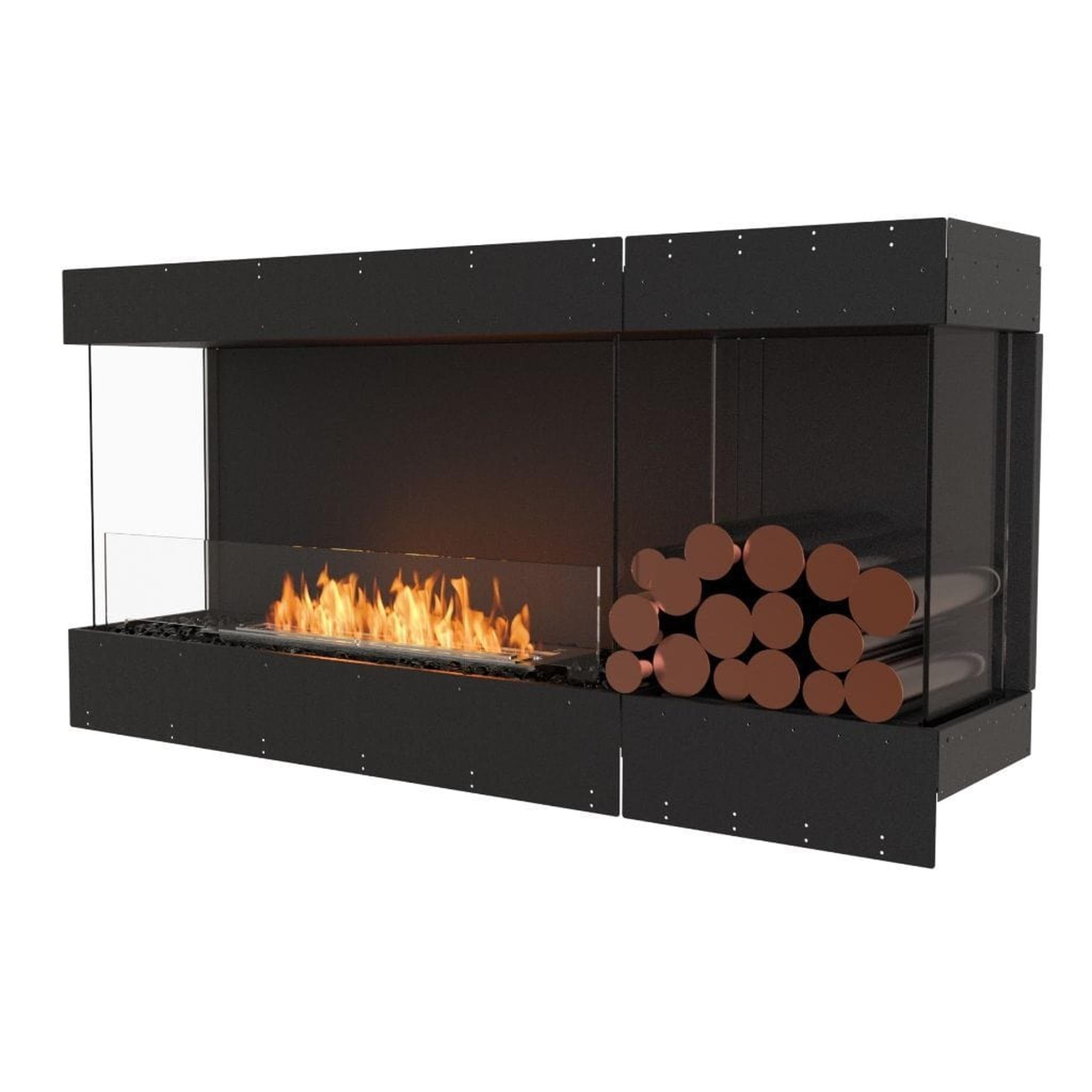 EcoSmart Fire 63" Flex 60BY Bay Ethanol Fireplace Insert with Decorative Box and Adjustable Flame by Mad Design Group