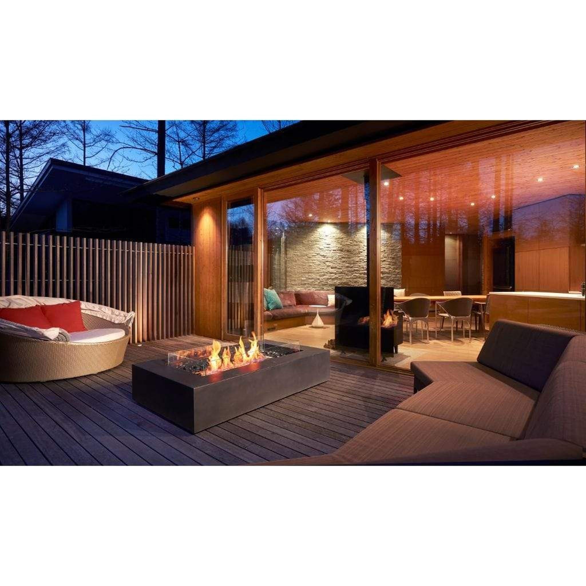 EcoSmart Fire 65" Wharf 65 Indoor/Outdoor Fire Pit Table with Ethanol Burner – Handcrafted Concrete Design by Mad Design Group