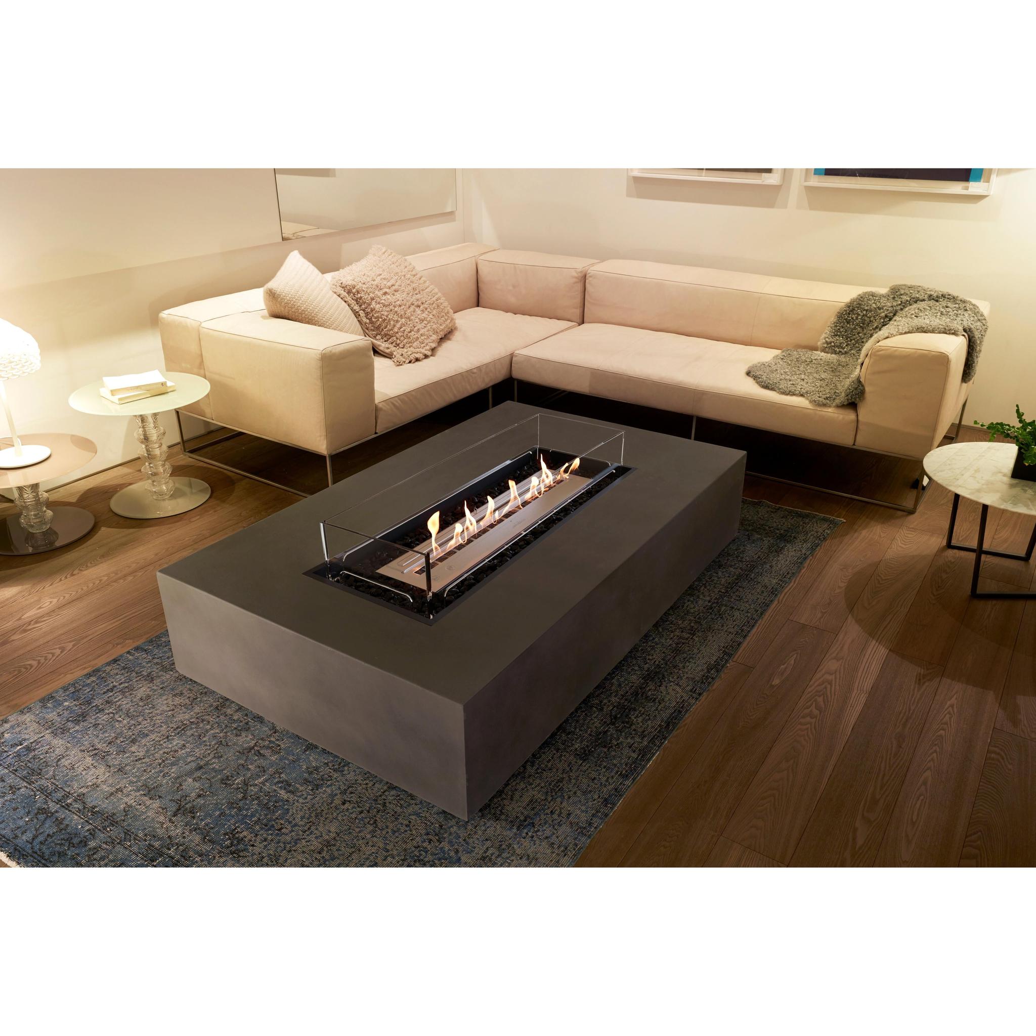 EcoSmart Fire 65" Wharf 65 Indoor/Outdoor Fire Pit Table with Ethanol Burner – Handcrafted Concrete Design by Mad Design Group
