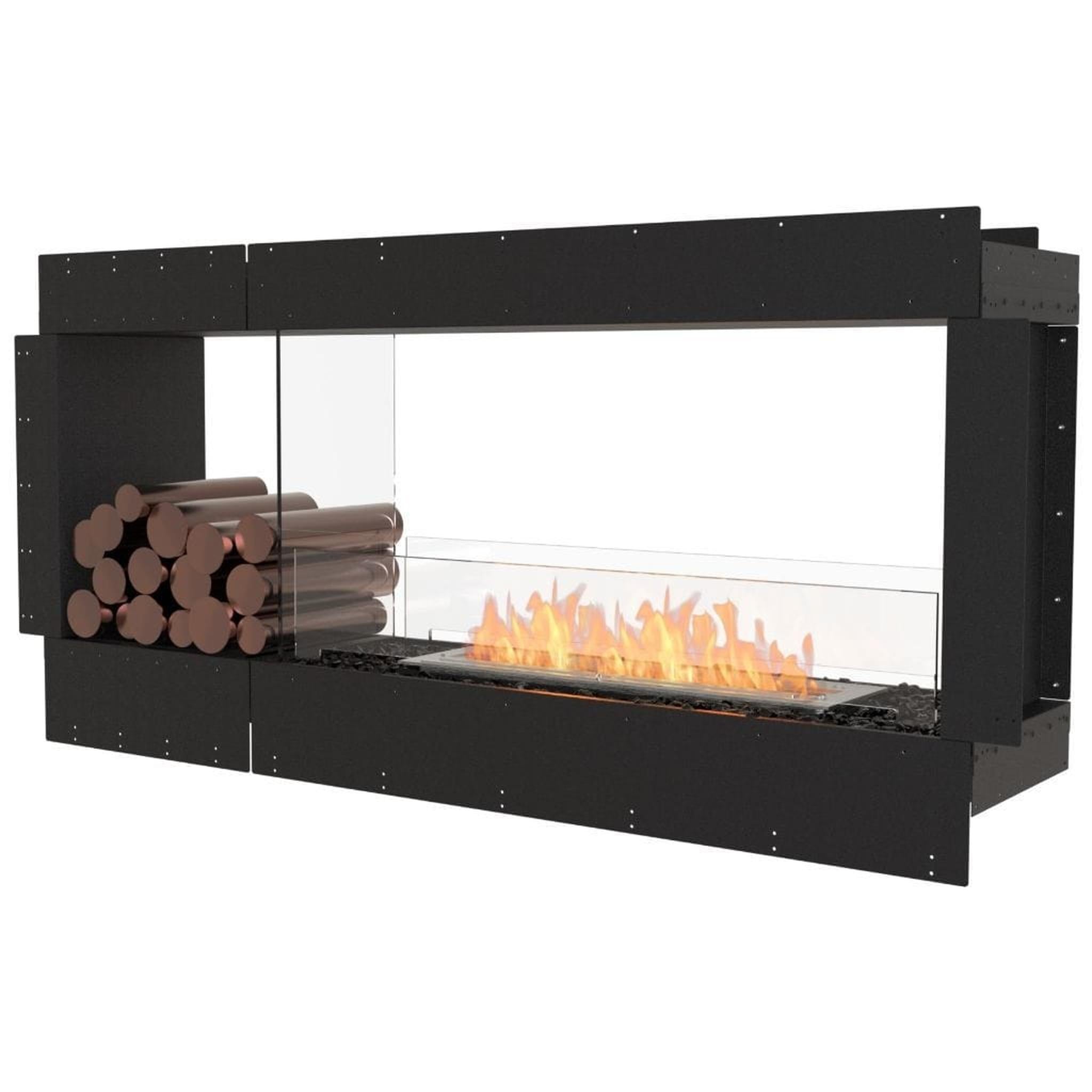 EcoSmart Fire 67" Flex 60DB Double Sided Ethanol Fireplace Insert with Decorative Box and Adjustable Flame by Mad Design Group