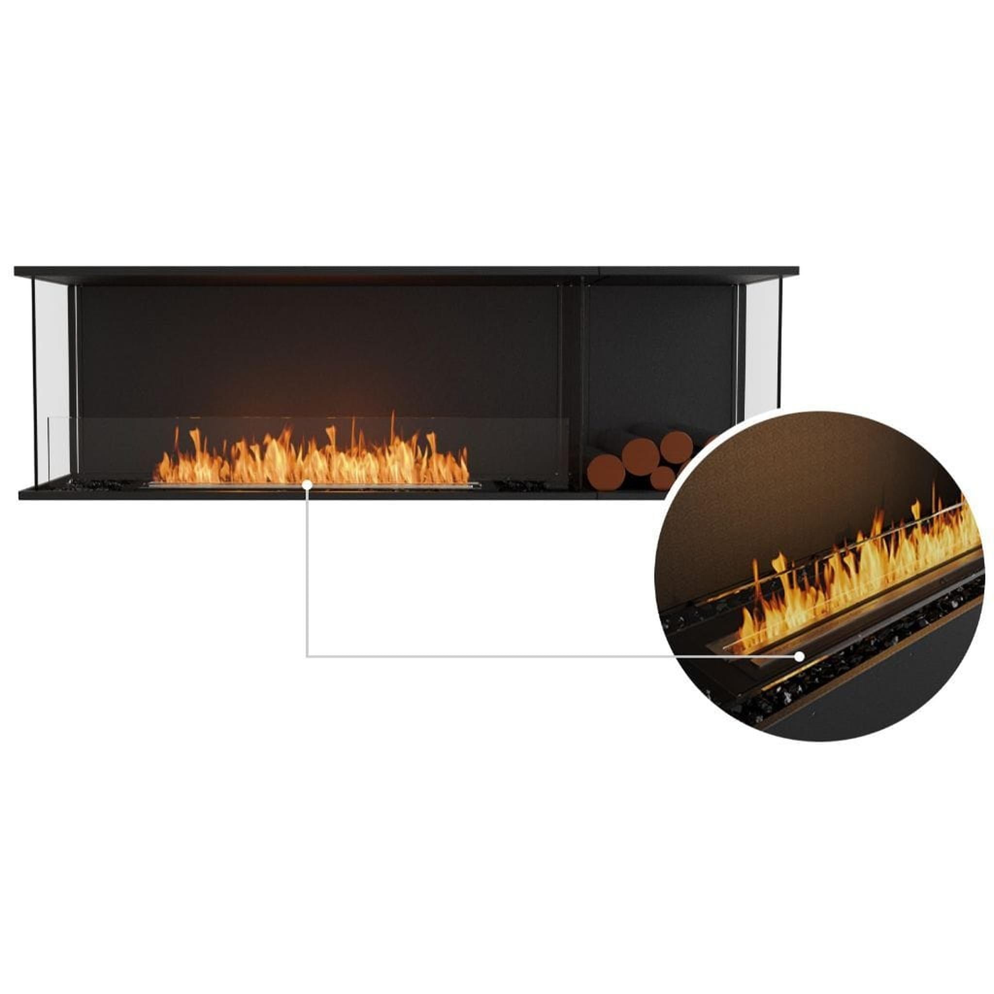 EcoSmart Fire 71" Flex 68BY Bay Ethanol Fireplace Insert with Decorative Box and Adjustable Flame by Mad Design Group