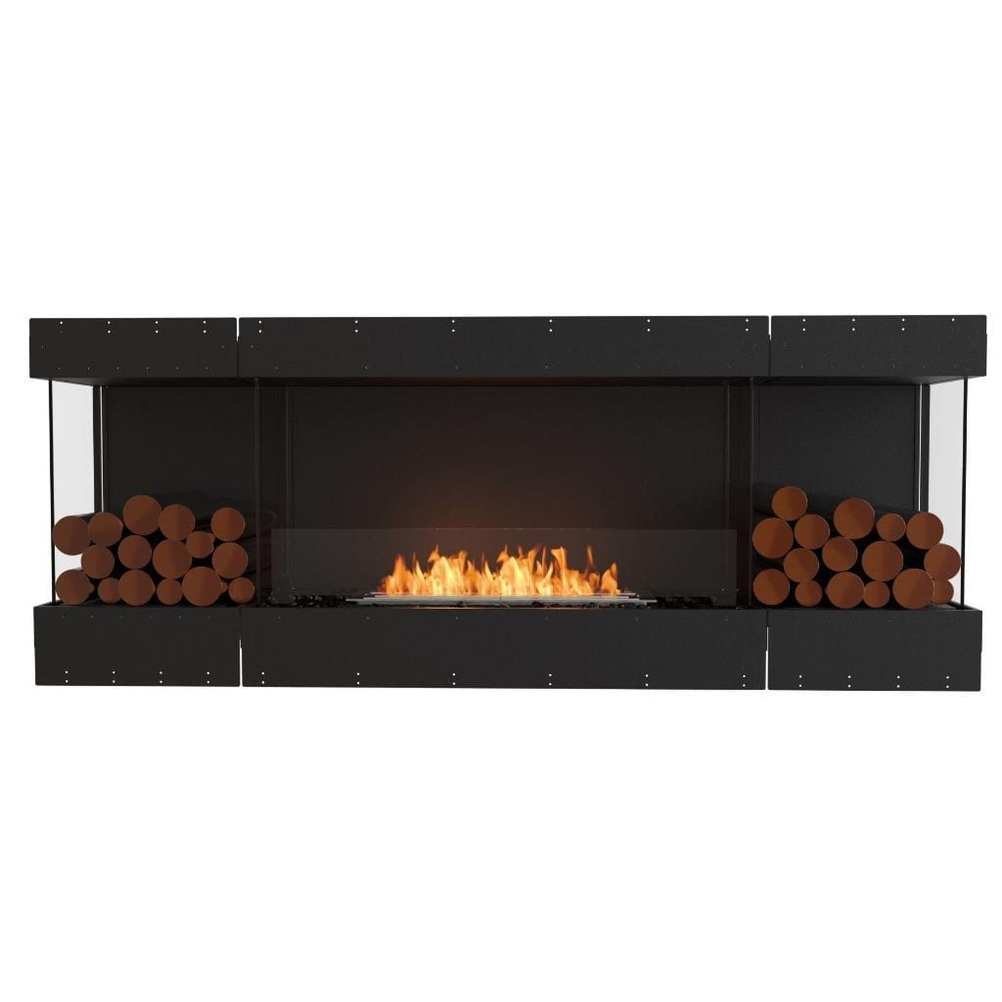 EcoSmart Fire 81" Flex 78BY Bay Ethanol Fireplace Insert with Dual Decorative Boxes and Adjustable Flame by Mad Design Group