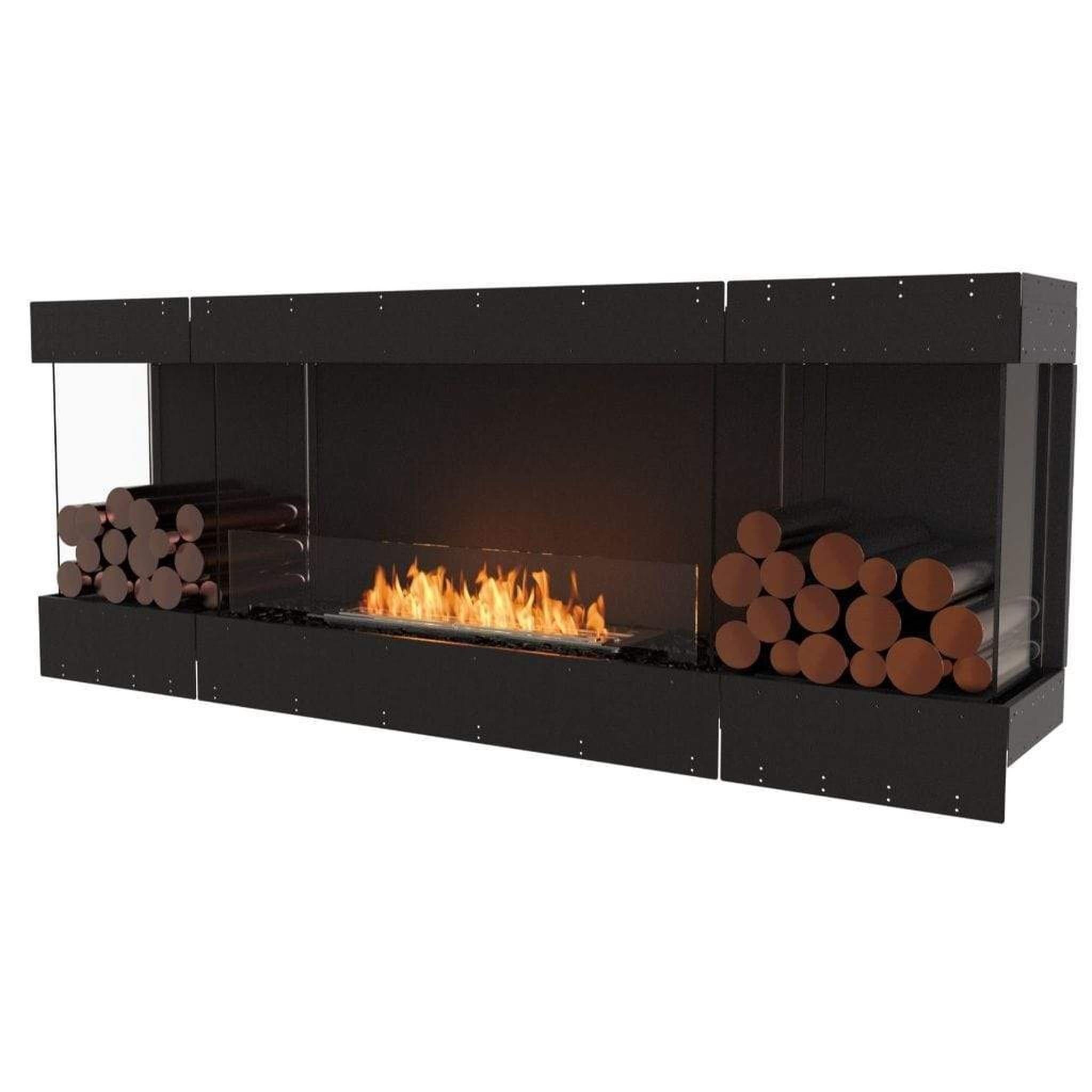 EcoSmart Fire 81" Flex 78BY Bay Ethanol Fireplace Insert with Dual Decorative Boxes and Adjustable Flame by Mad Design Group
