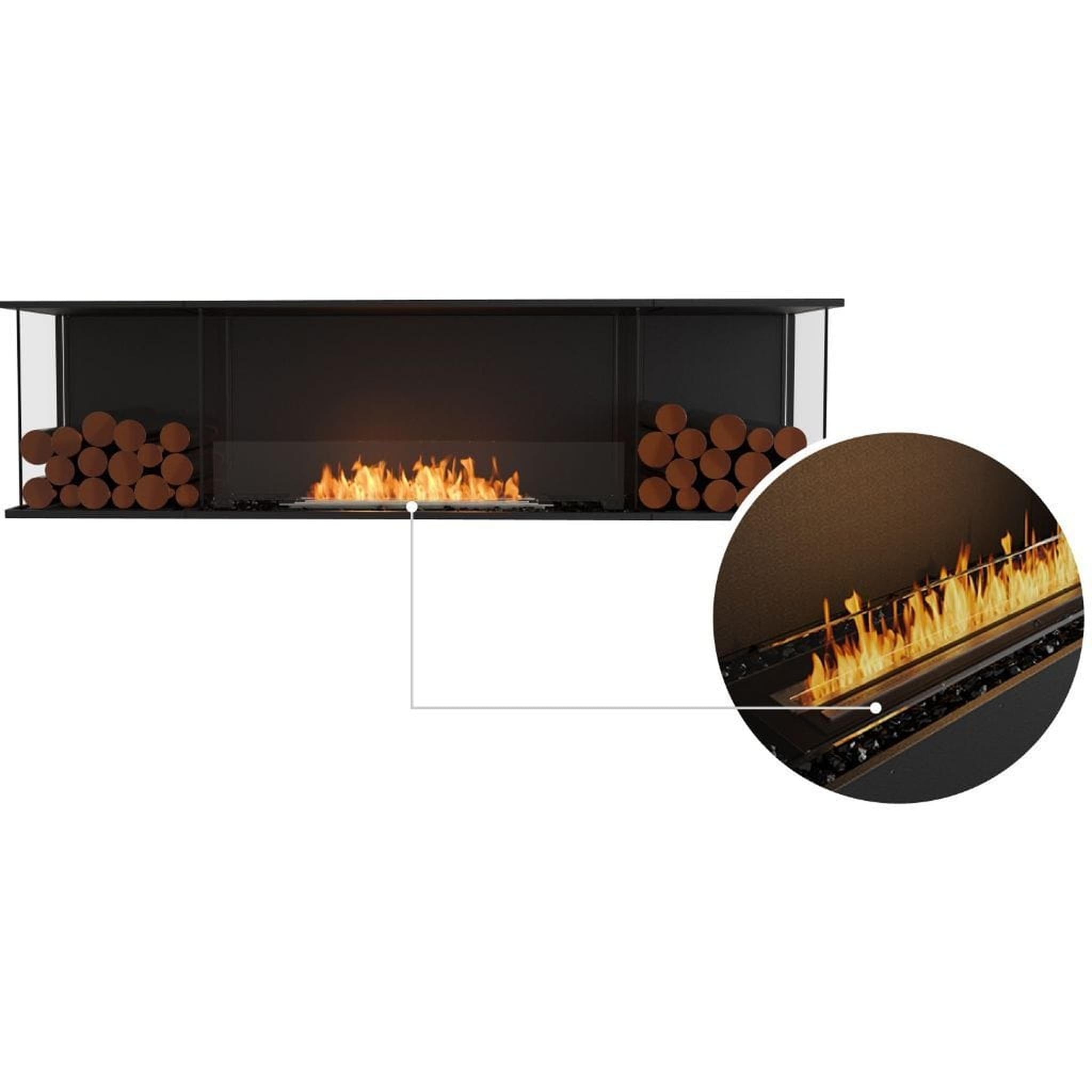 EcoSmart Fire 81" Flex 78BY Bay Ethanol Fireplace Insert with Dual Decorative Boxes and Adjustable Flame by Mad Design Group