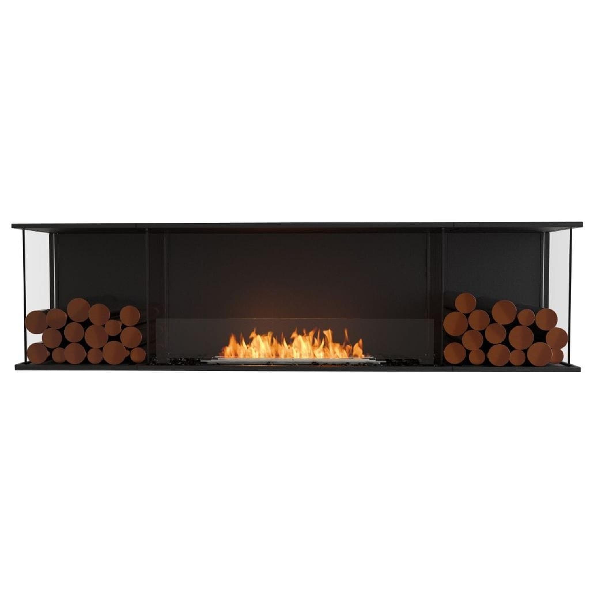 EcoSmart Fire 81" Flex 78BY Bay Ethanol Fireplace Insert with Dual Decorative Boxes and Adjustable Flame by Mad Design Group
