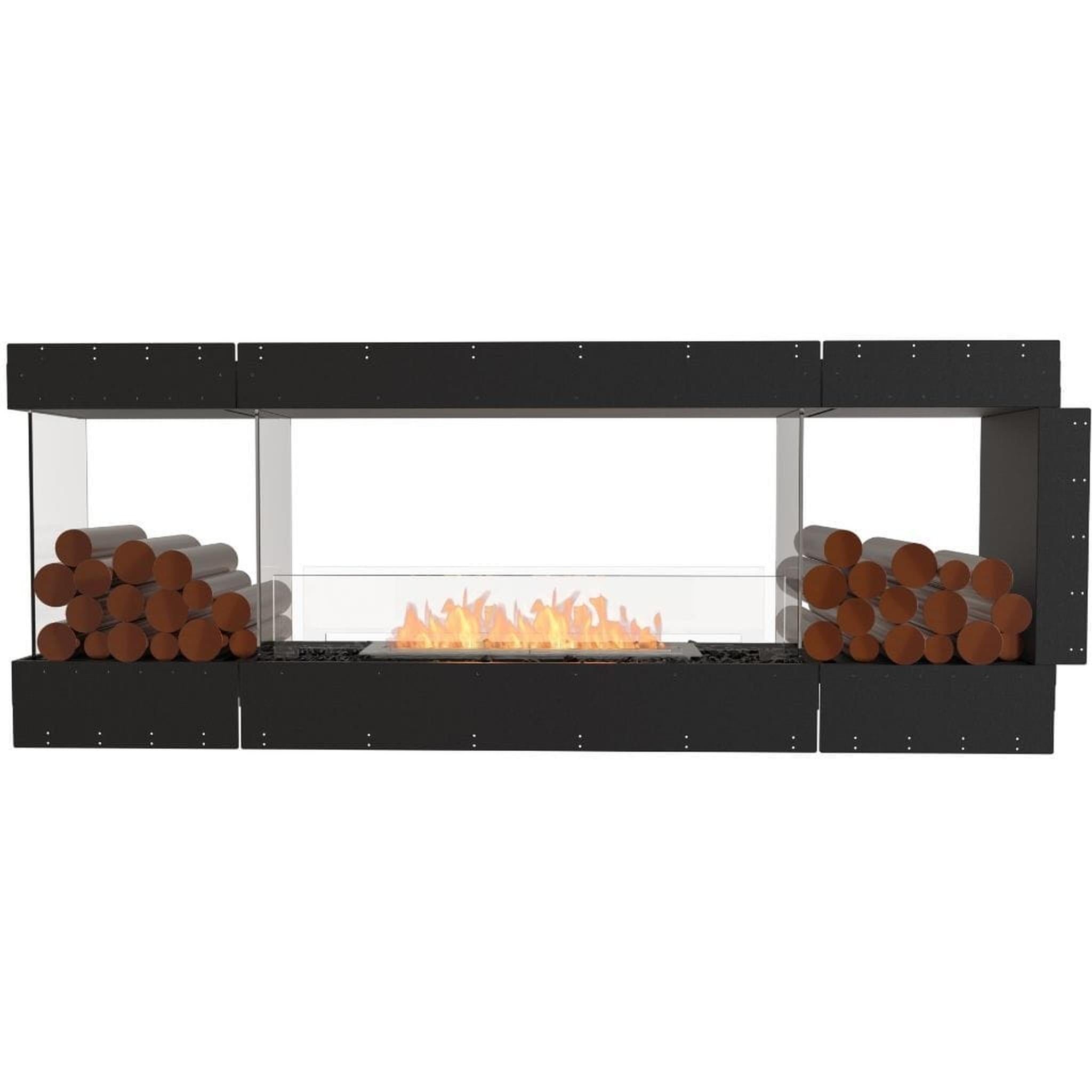 EcoSmart Fire 83" Flex 78PN Peninsula Ethanol Fireplace Insert with Decorative Box and Dual Glass Windscreens by Mad Design Group