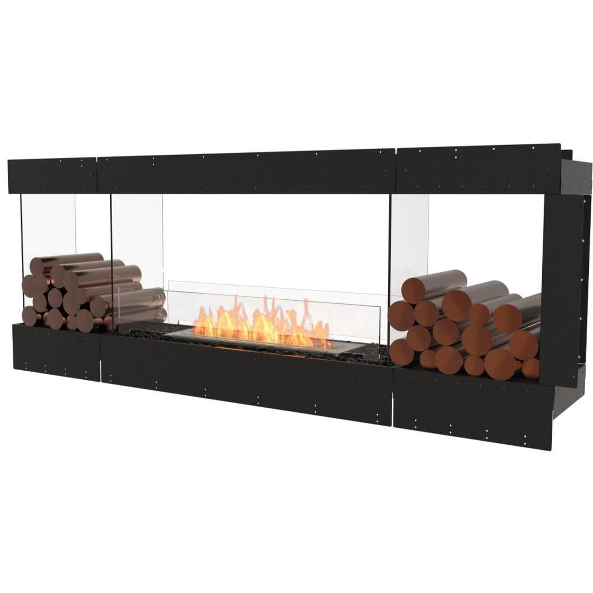 EcoSmart Fire 83" Flex 78PN Peninsula Ethanol Fireplace Insert with Decorative Box and Dual Glass Windscreens by Mad Design Group