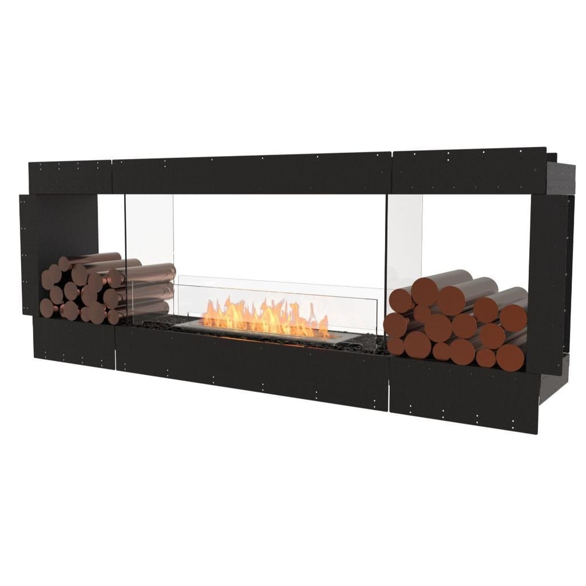 EcoSmart Fire 86" Flex 78DB Double Sided Ethanol Fireplace Insert with Decorative Box and Zero Clearance Multi-Sided View by Mad Design Group