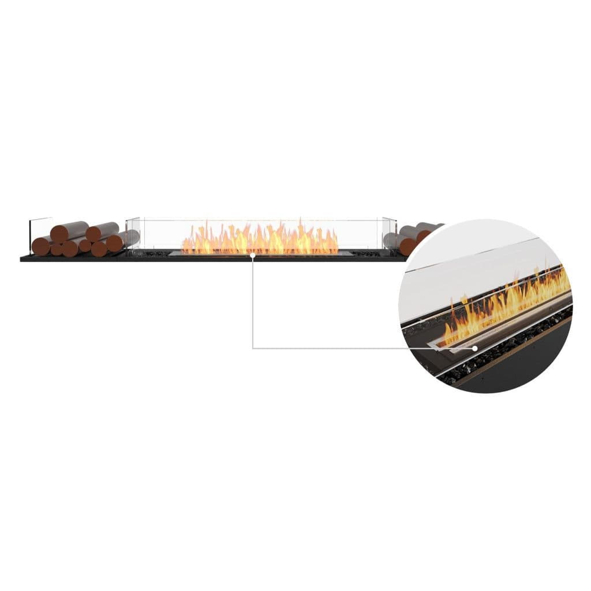 EcoSmart Fire 89" Flex 86BN Bench See-Through Ethanol Fireplace Insert with Decorative Box by Mad Design Group