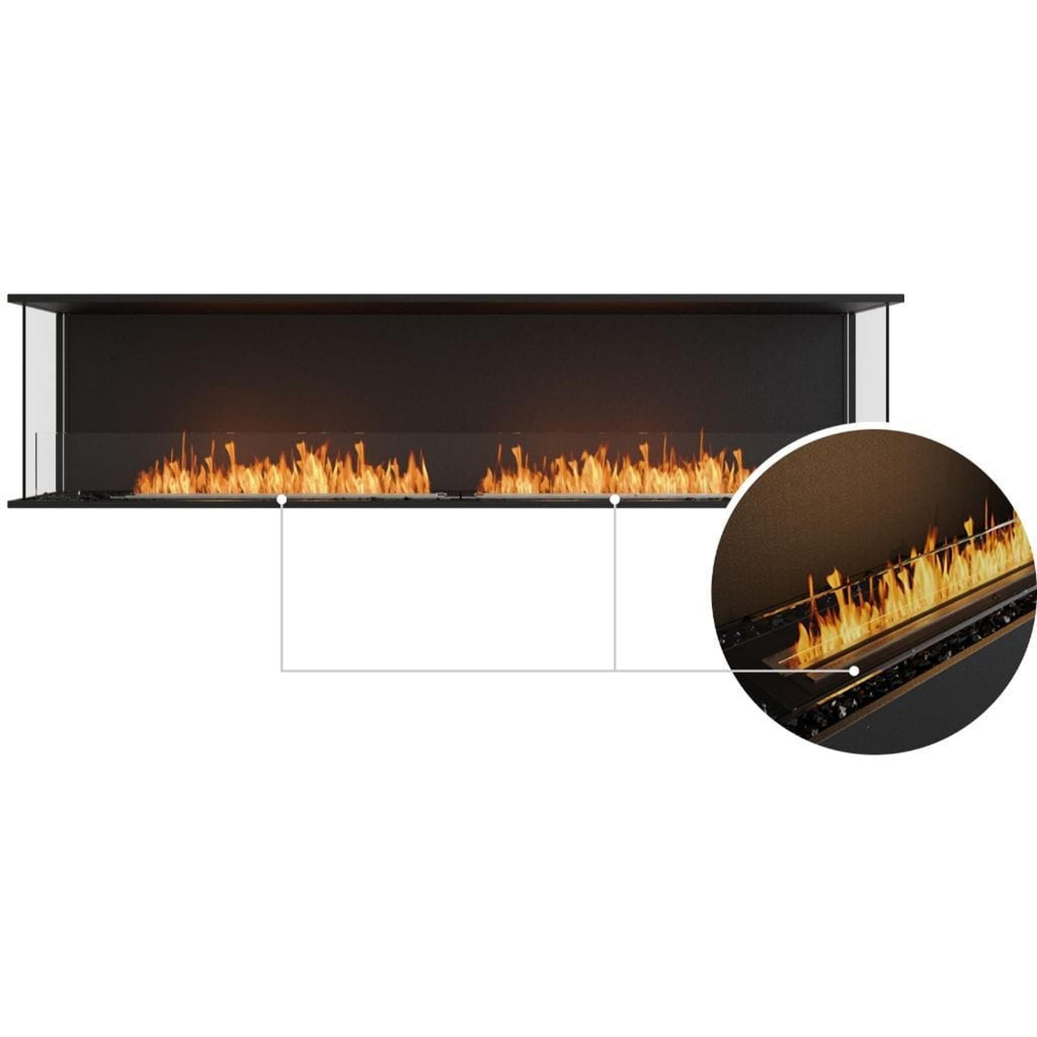 EcoSmart Fire 89" Flex 86BY Bay Ethanol Fireplace Insert with Adjustable Flame and Zero Clearance Design by Mad Design Group
