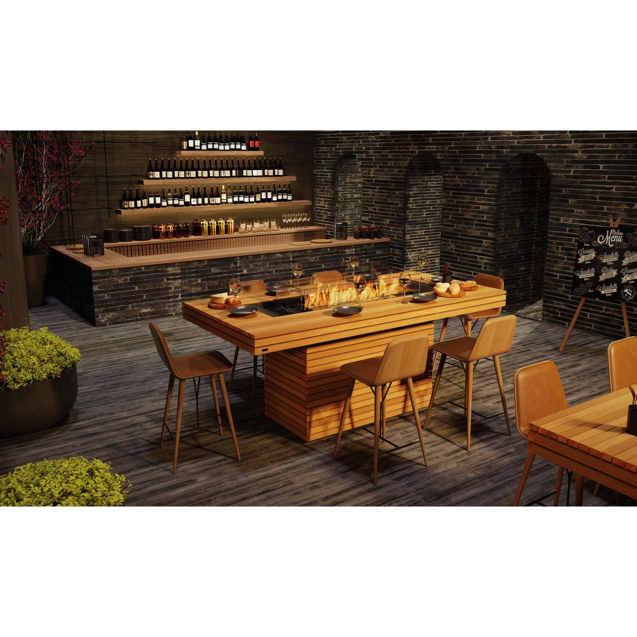 EcoSmart Fire 89" Gin 90 Bar Height Fire Pit Table with Gas LP/NG Burner – Outdoor Concrete Design by Mad Design Group