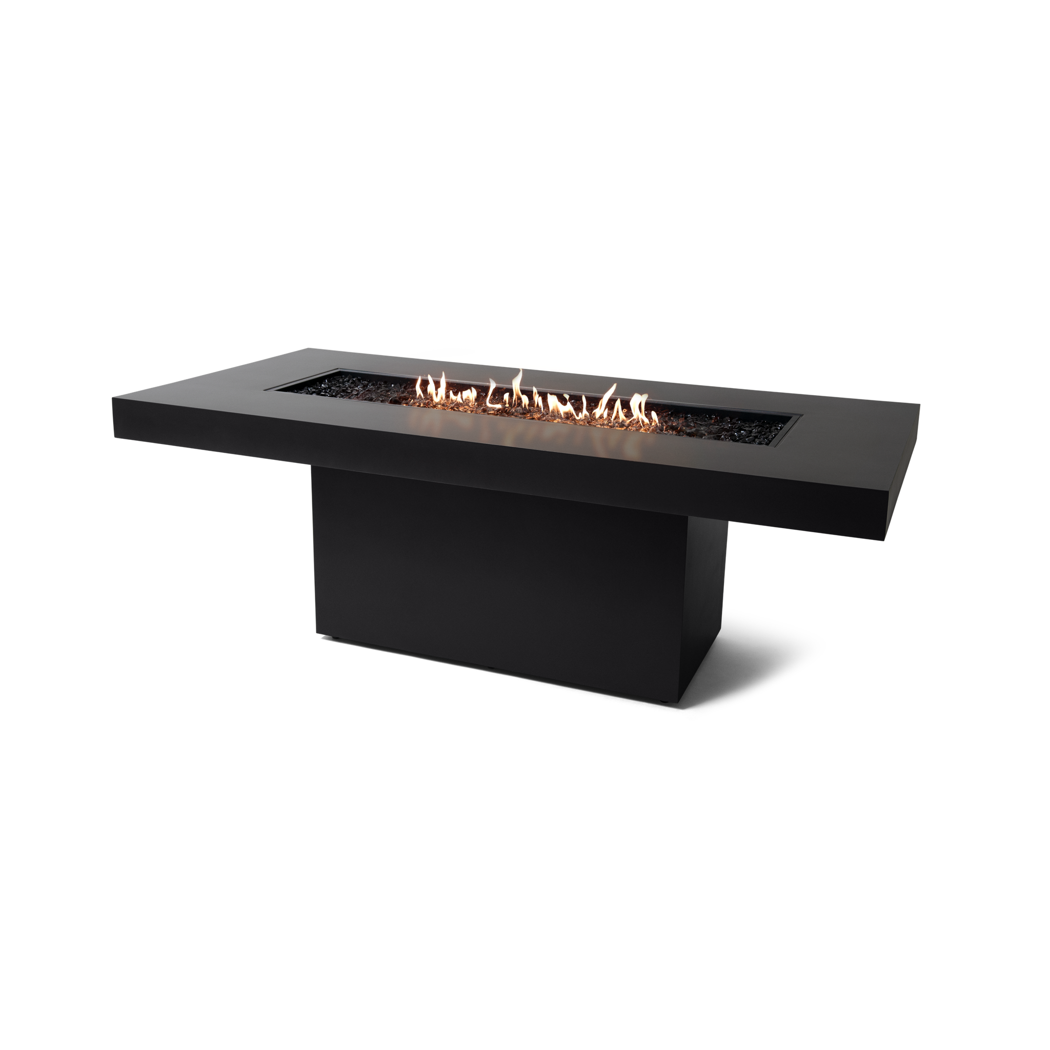 EcoSmart Fire 89" Gin 90 Dining Height Fire Pit Table with Gas LP/NG Burner – Black Stainless Steel Base by Mad Design Group