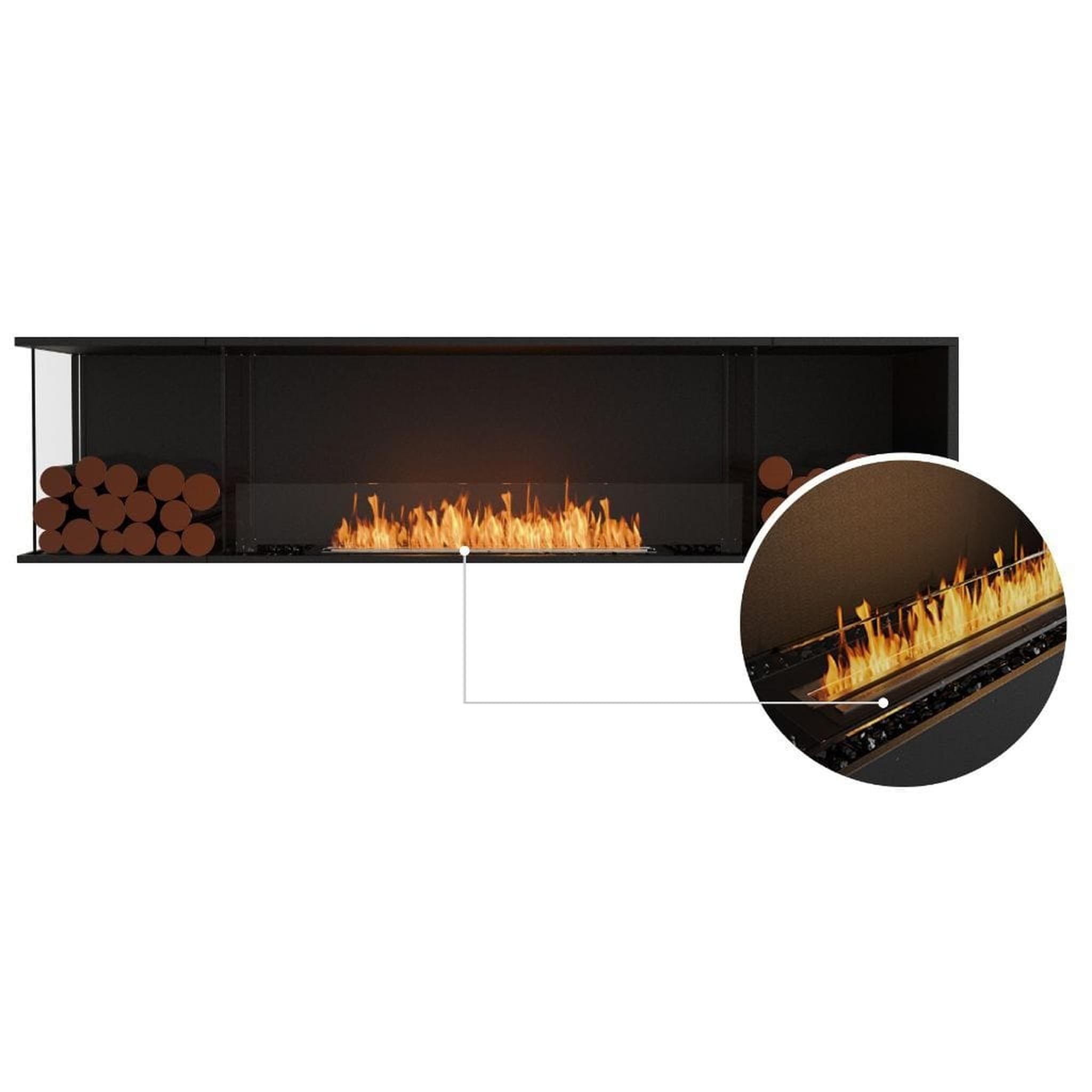 EcoSmart Fire Flex 86LC/86RC 91" Ethanol Fireplace Insert with Decorative Box and Adjustable Flame by Mad Design Group