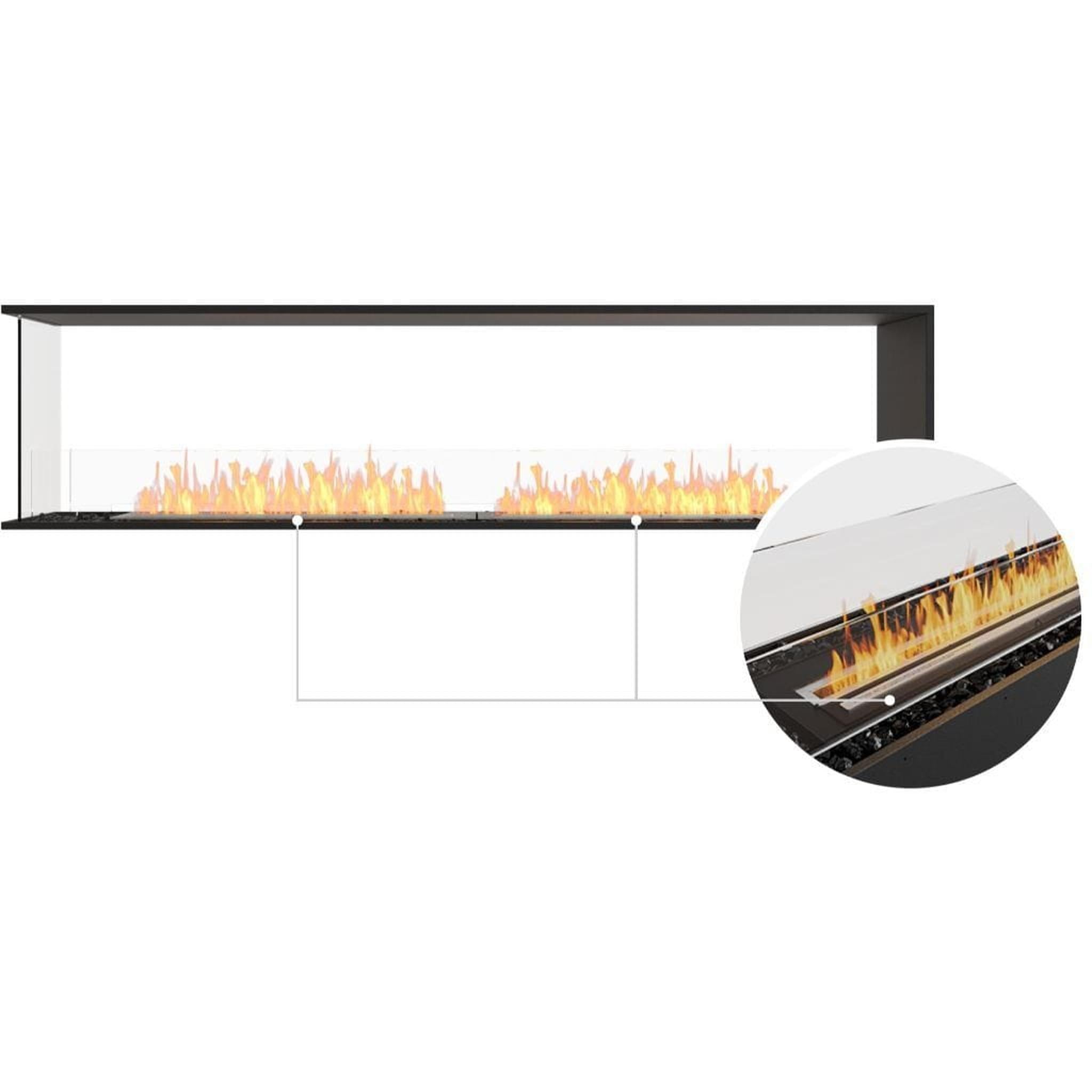EcoSmart Fire 91" Flex 86PN Peninsula Ethanol Fireplace Insert with Dual Glass Windscreens by Mad Design Group