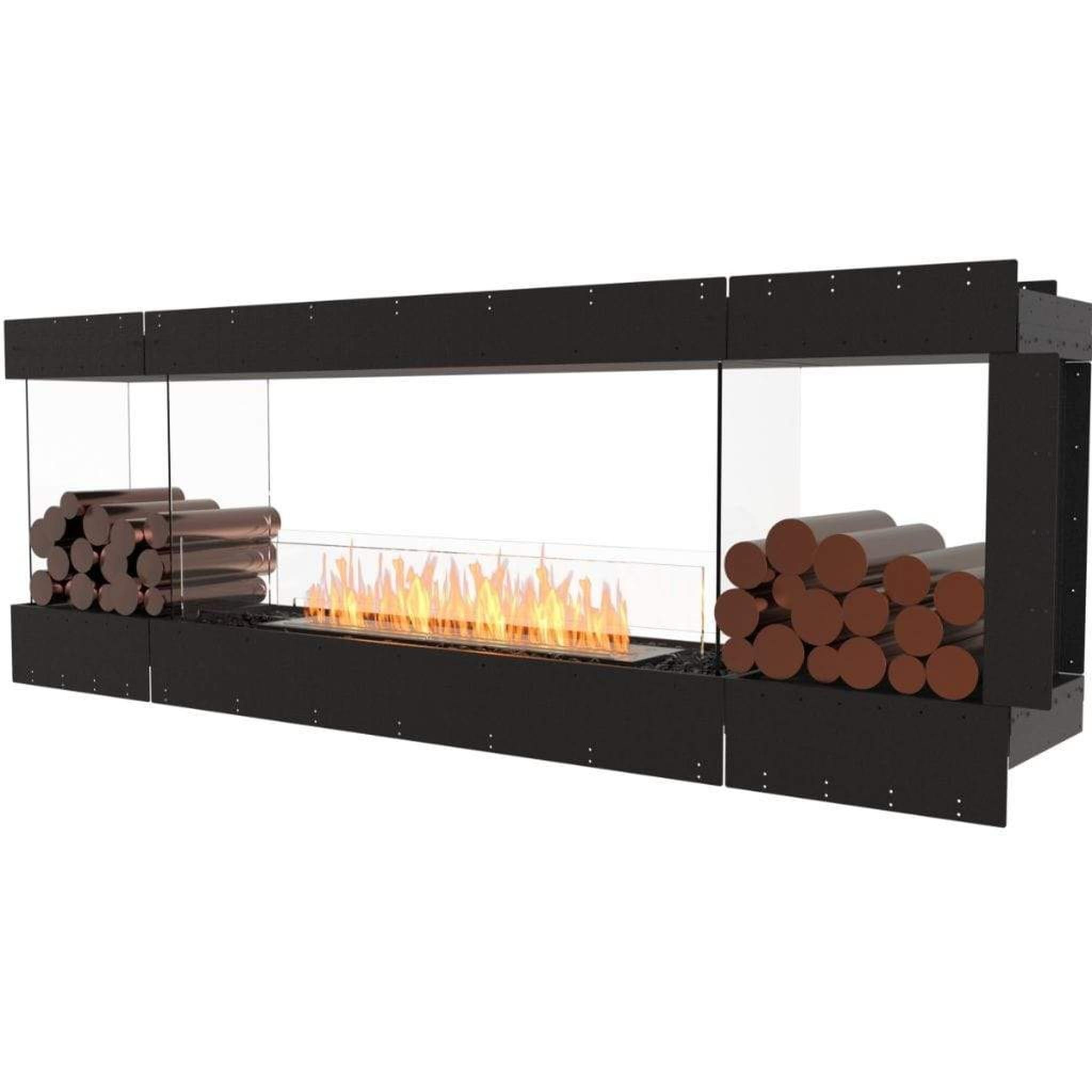 EcoSmart Fire 91" Flex 86PN Peninsula Ethanol Fireplace Insert with Decorative Box & Dual Glass Windscreens by Mad Design Group