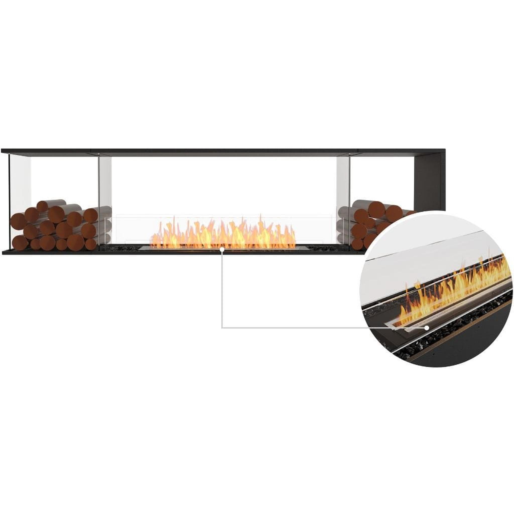 EcoSmart Fire 91" Flex 86PN Peninsula Ethanol Fireplace Insert with Decorative Box & Dual Glass Windscreens by Mad Design Group