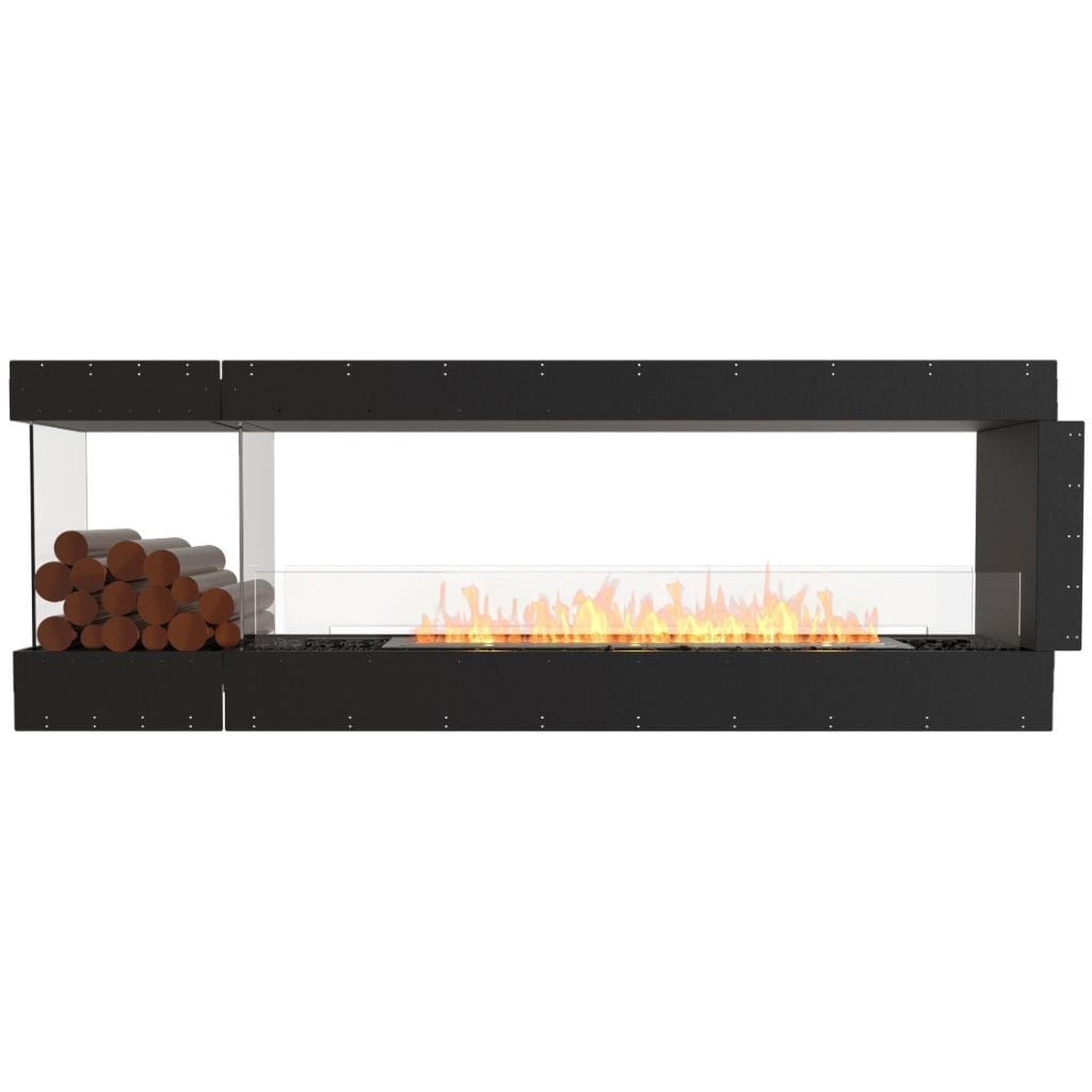 EcoSmart Fire 91" Flex 86PN Peninsula Ethanol Fireplace Insert with Decorative Box & Dual Glass Windscreens by Mad Design Group