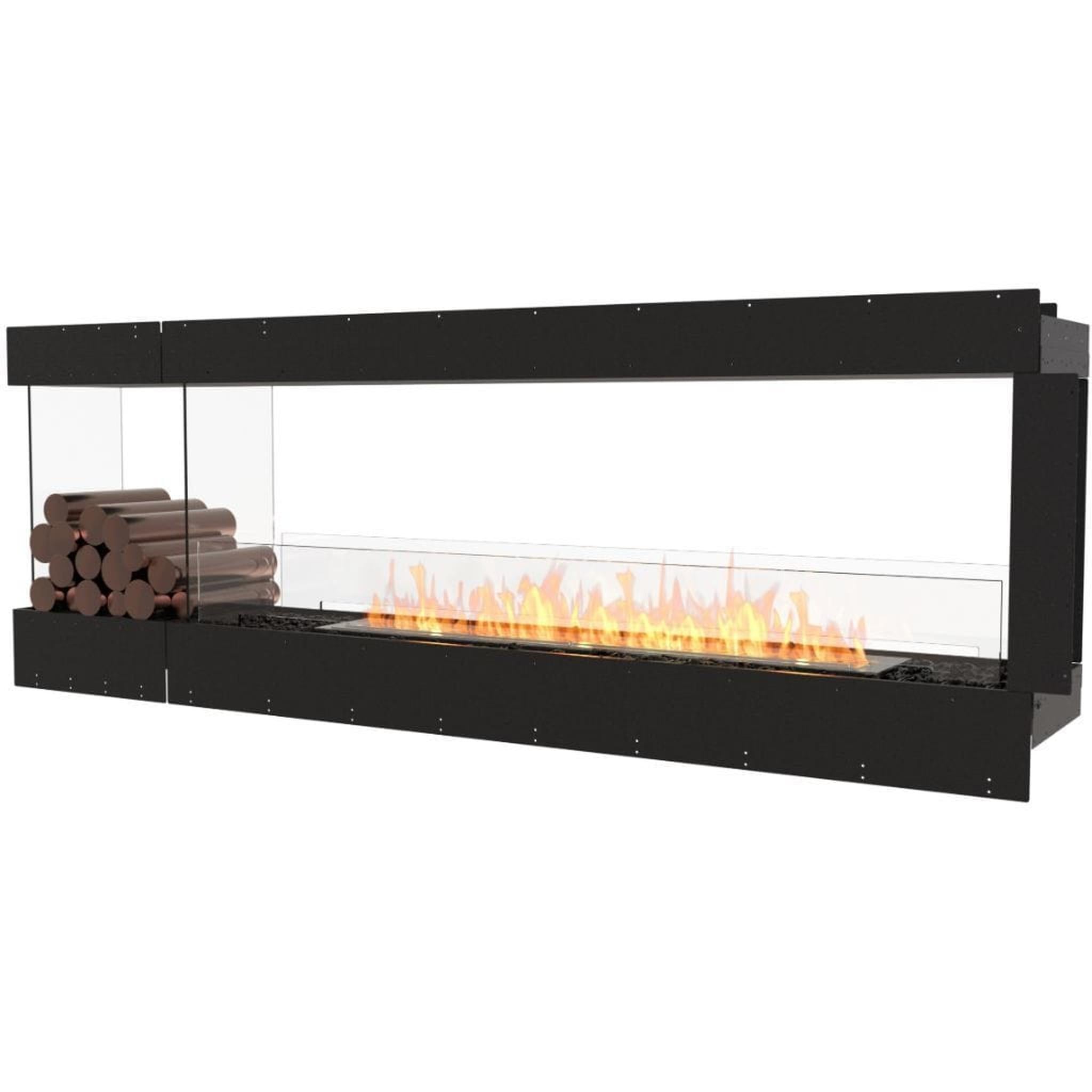 EcoSmart Fire 91" Flex 86PN Peninsula Ethanol Fireplace Insert with Decorative Box & Dual Glass Windscreens by Mad Design Group