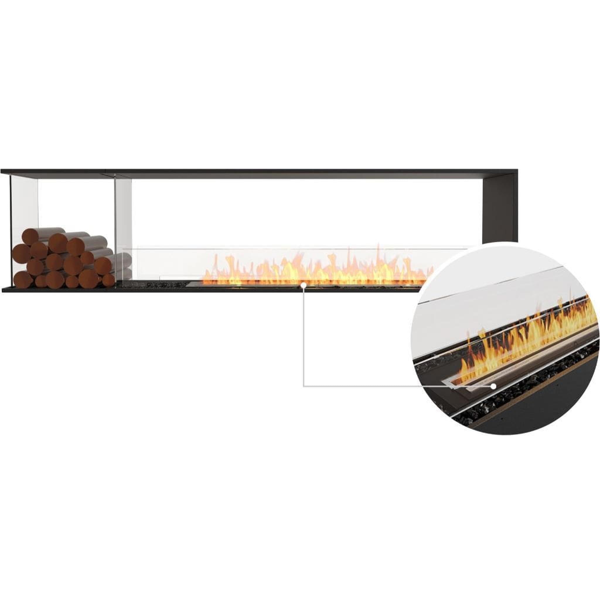 EcoSmart Fire 91" Flex 86PN Peninsula Ethanol Fireplace Insert with Decorative Box & Dual Glass Windscreens by Mad Design Group