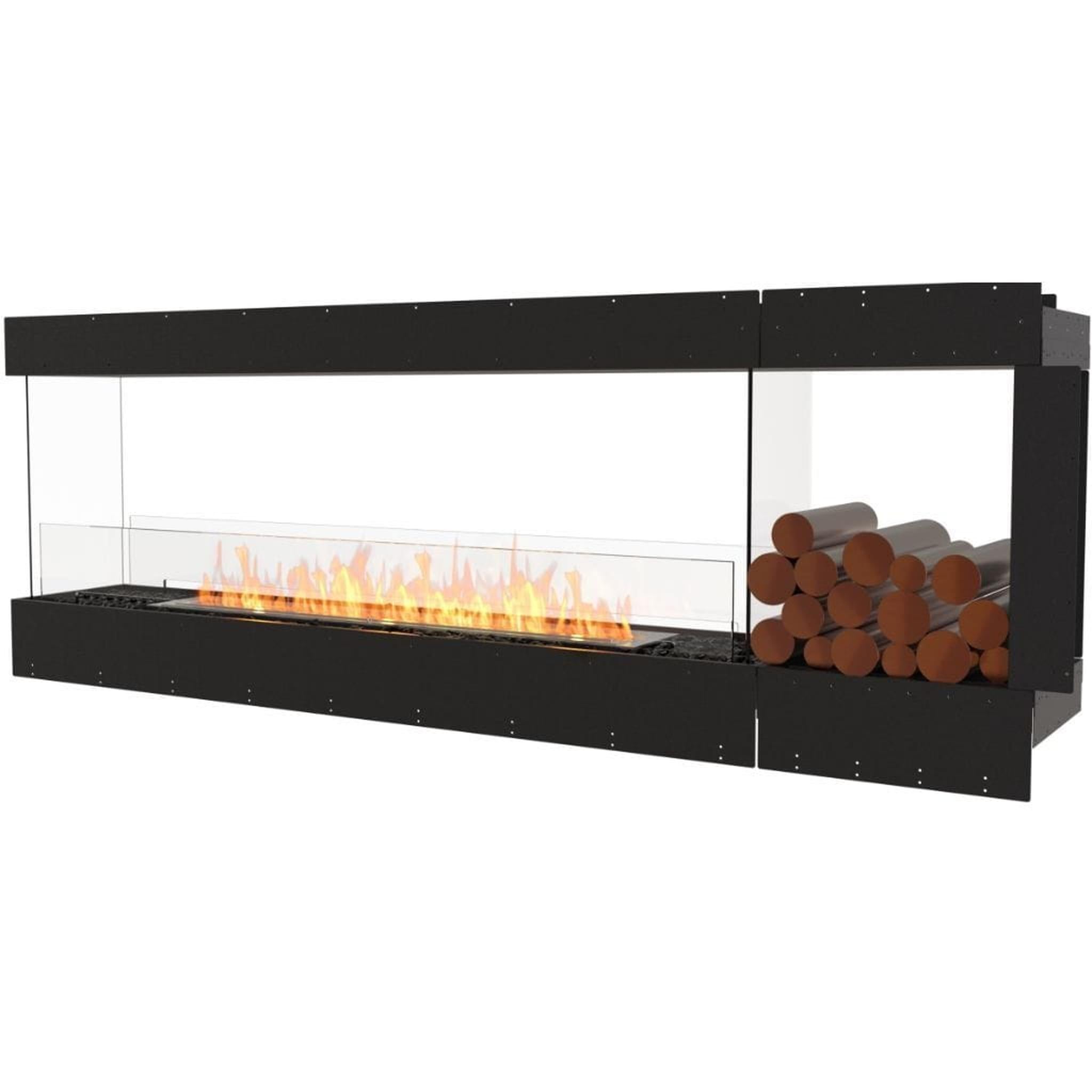 EcoSmart Fire 91" Flex 86PN Peninsula Ethanol Fireplace Insert with Decorative Box & Dual Glass Windscreens by Mad Design Group