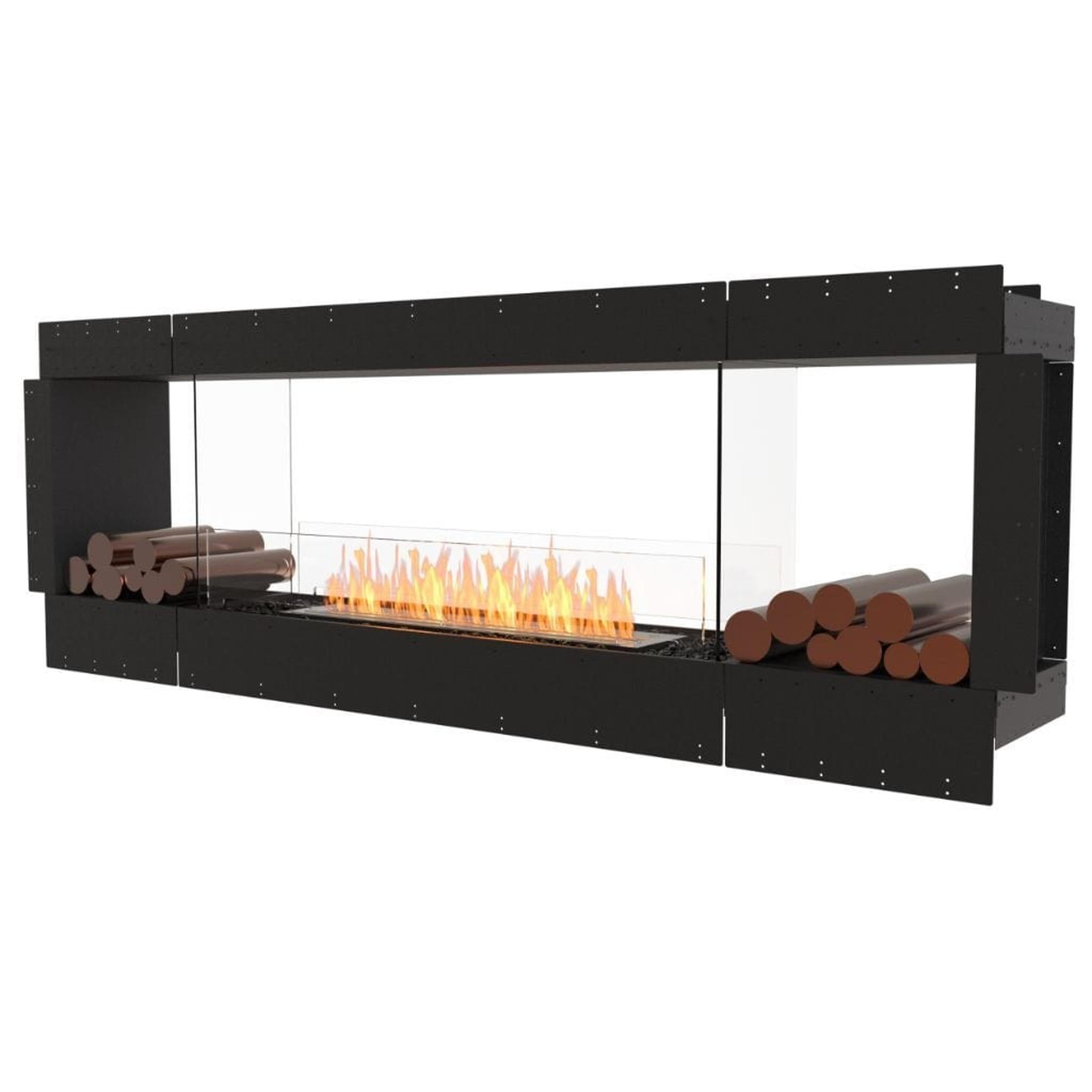 EcoSmart Fire 94" Flex 86DB Double Sided Ethanol Fireplace Insert with Decorative Box and Zero Clearance Design by Mad Design Group