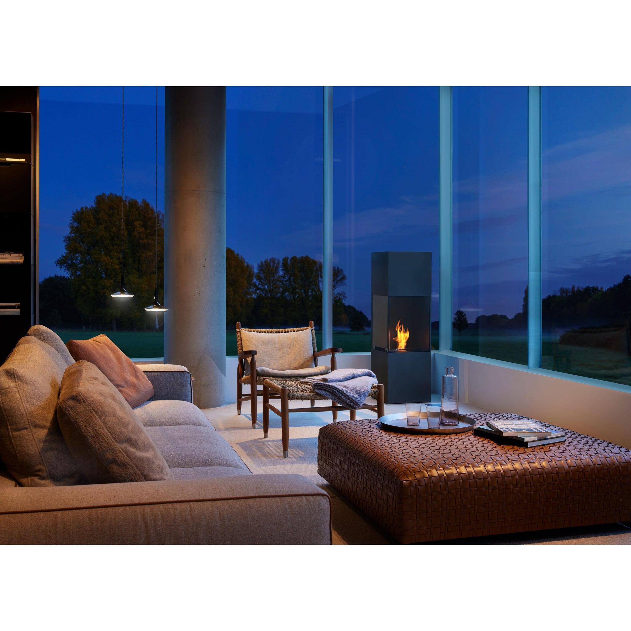 EcoSmart Fire Be 53" Black Freestanding Designer Fireplace with Black Burner and Toughened Glass Screen by MAD Design Group