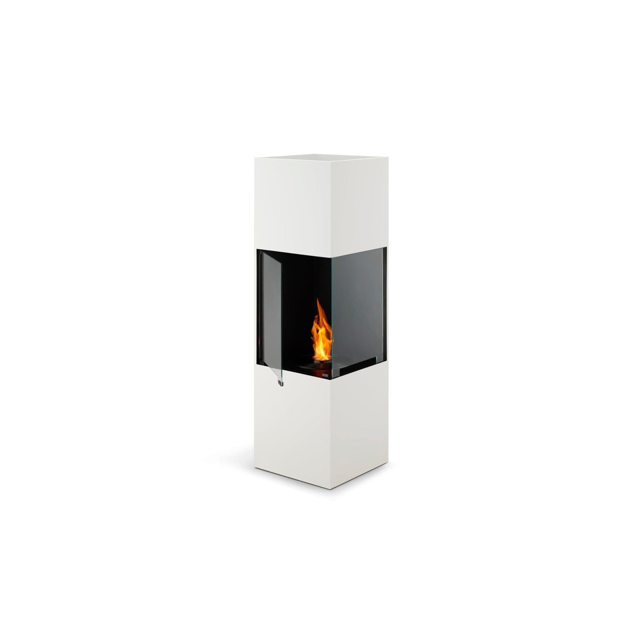 EcoSmart Fire Be 53" White Freestanding Designer Fireplace with Black Burner and Toughened Glass Screen by MAD Design Group