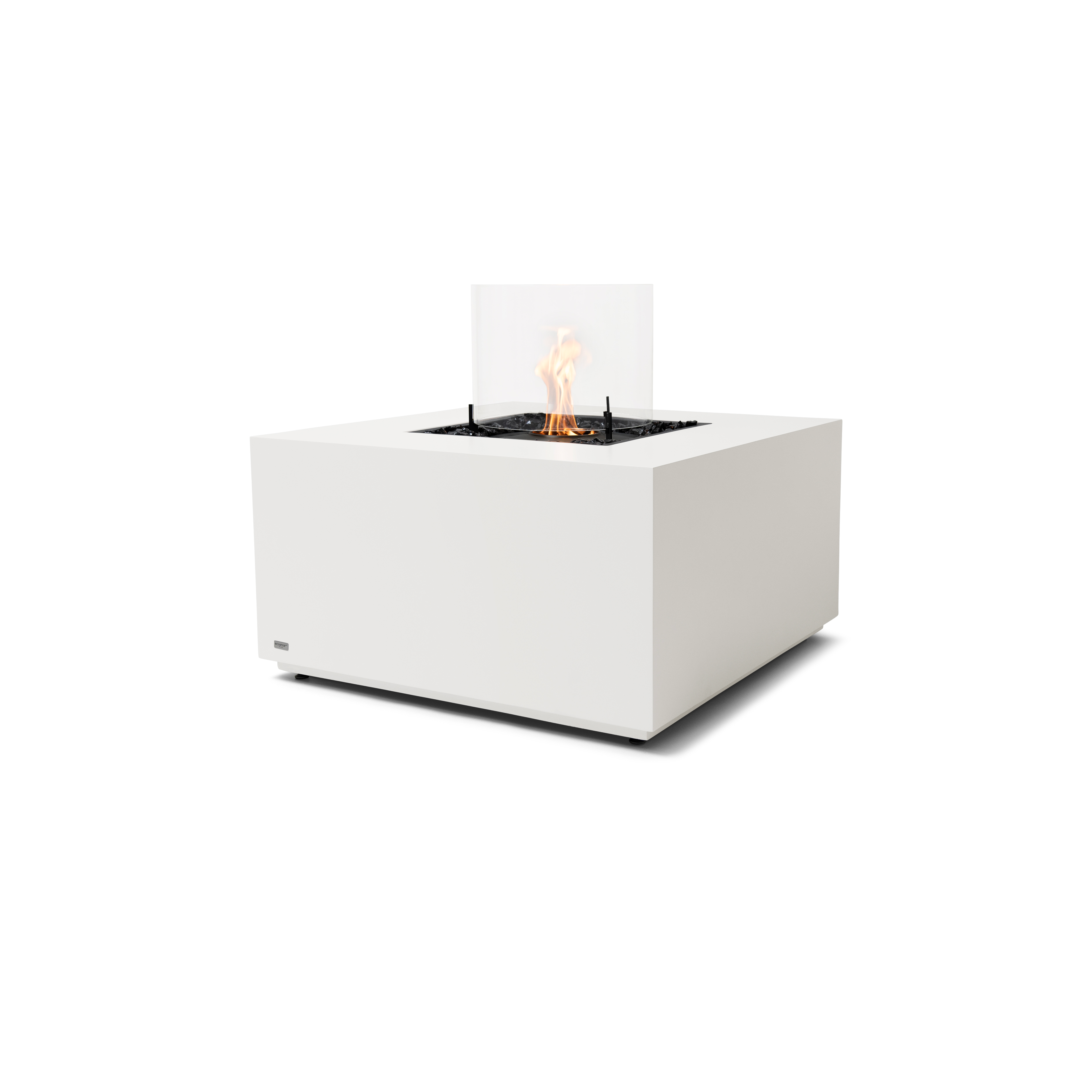 EcoSmart Fire Chaser 38" Bone Indoor Fire Pit Table with Versatile Glass Screens and Black Burner by MAD Design Group