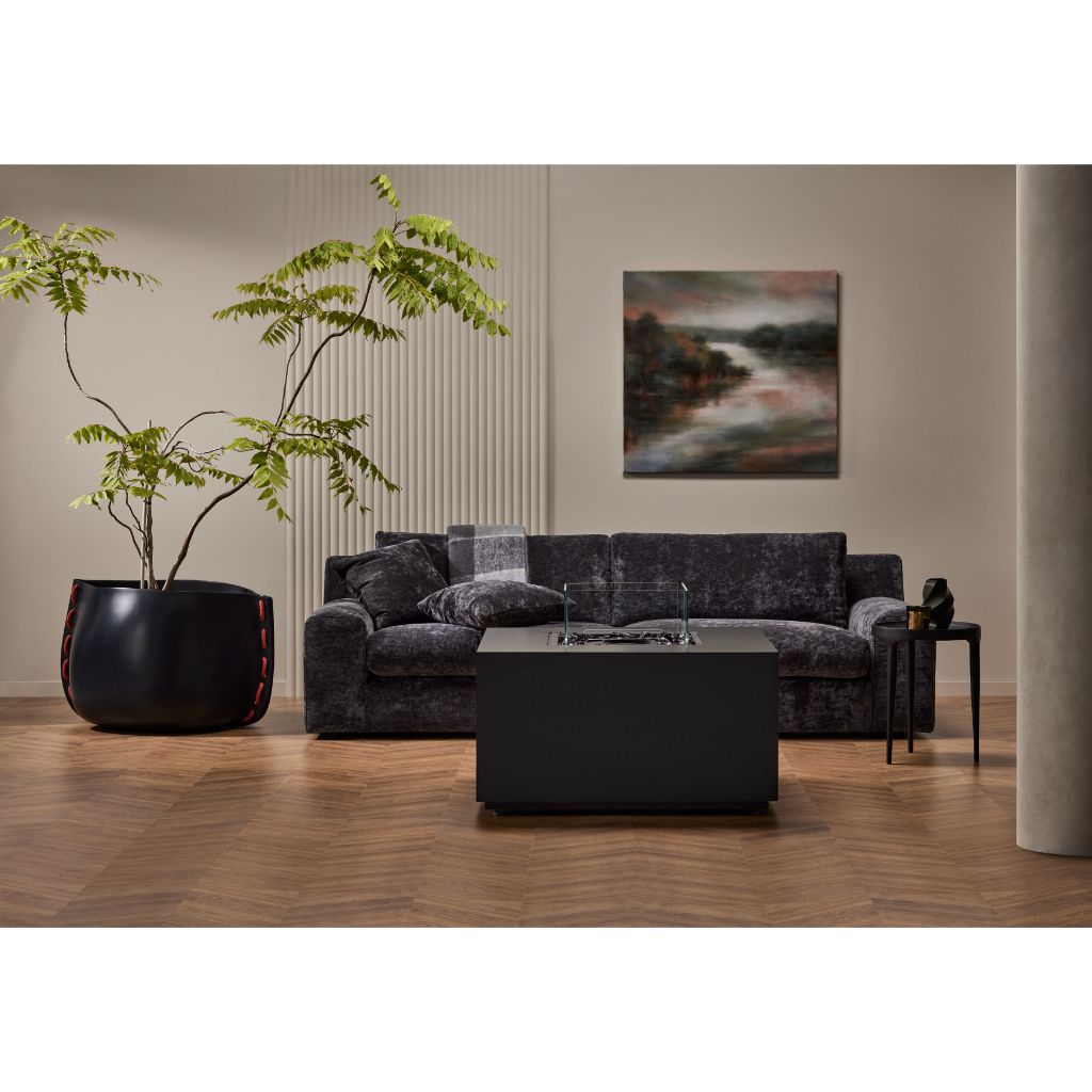 EcoSmart Fire Chaser 38" Graphite Indoor Fire Pit Table with Stainless Steel Burner and Versatile Glass Screens by Mad Design Group