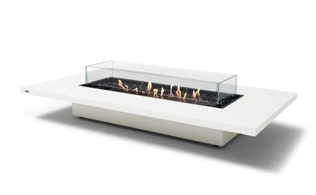 EcoSmart Fire Daiquiri 71" Bone Freestanding Outdoor Fire Table with Black Burner – Dual-Purpose Floating Design by MAD Design Group